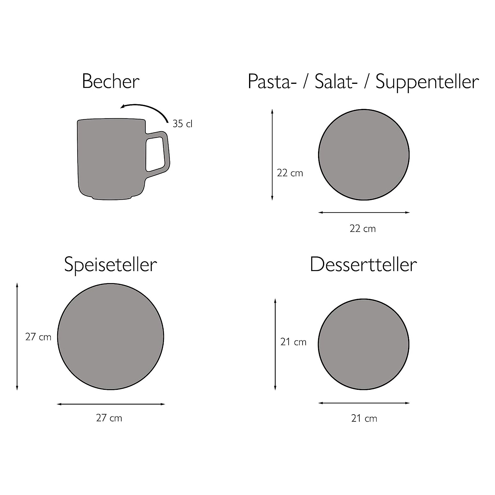 CreaTable Kombiservice Classico, weiß  Set, 16-teilig
