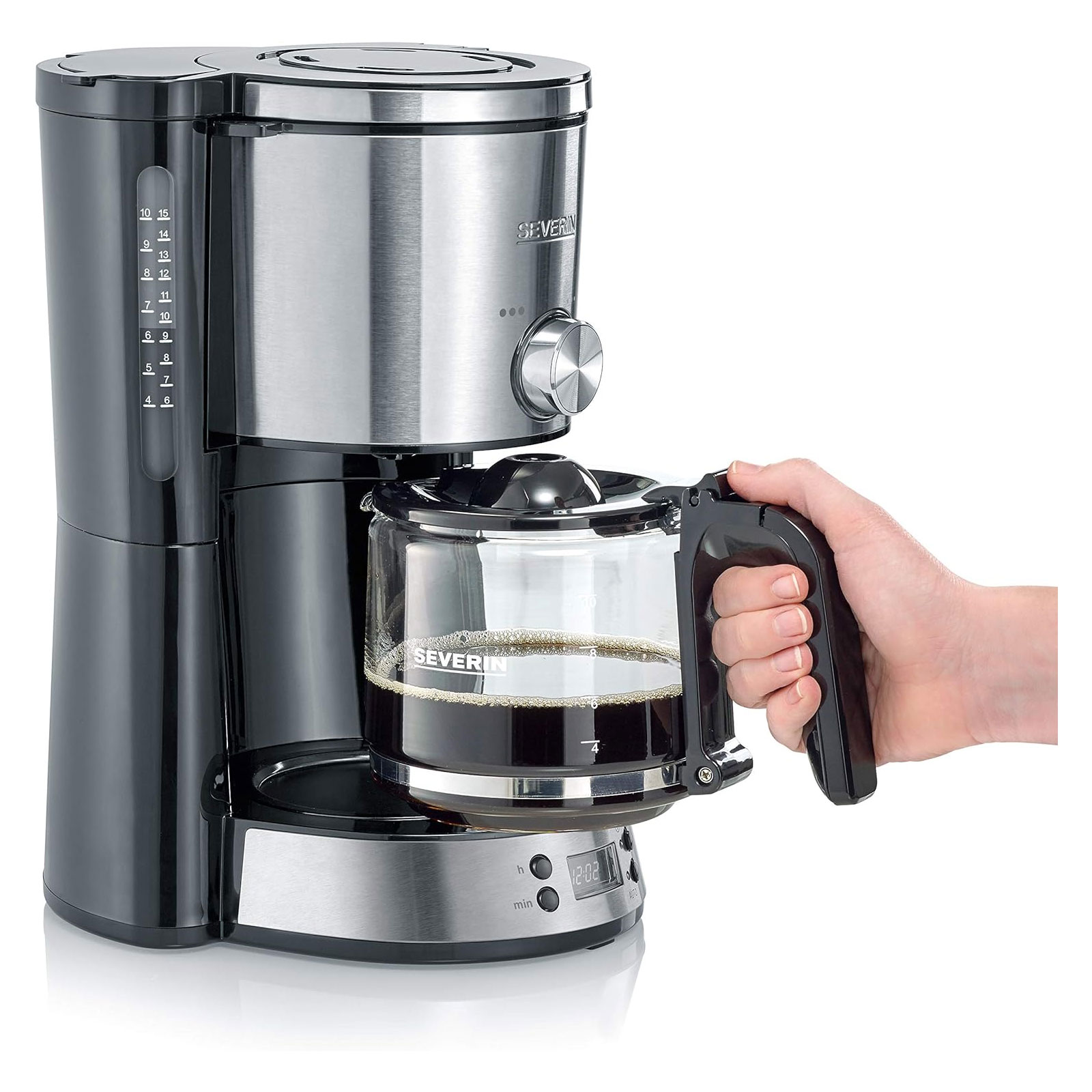 Severin KA 4826 TypeSwitch Timer Kaffeeautomat gebürsteter Edelstahl / schwarz