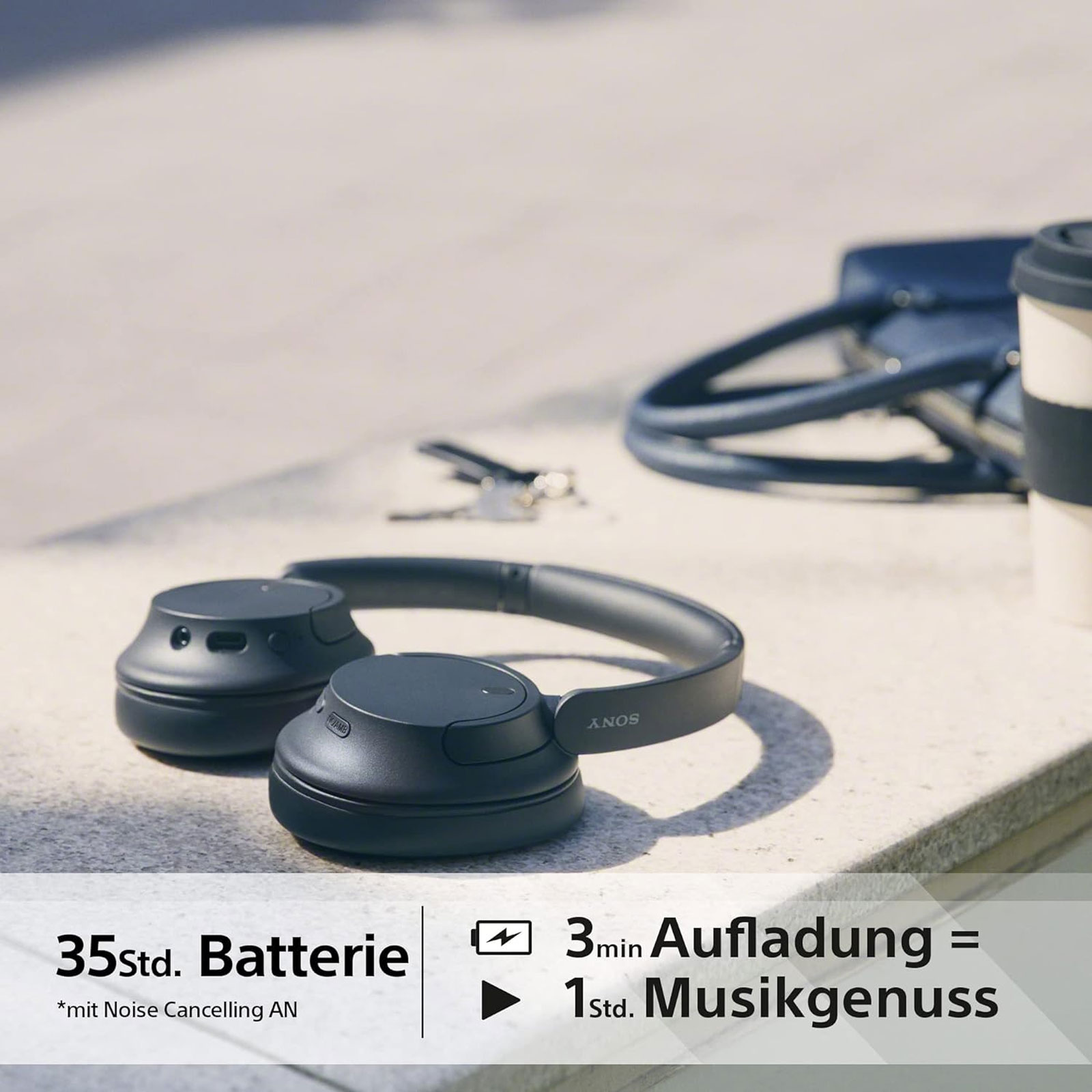 Sony WH-CH720N schwarz Bügelkopfhörer (Noise Cancelling, Bluetooth, 35h Akkulaufzeit, Freisprechfunktion, Mehrfachkopplung)