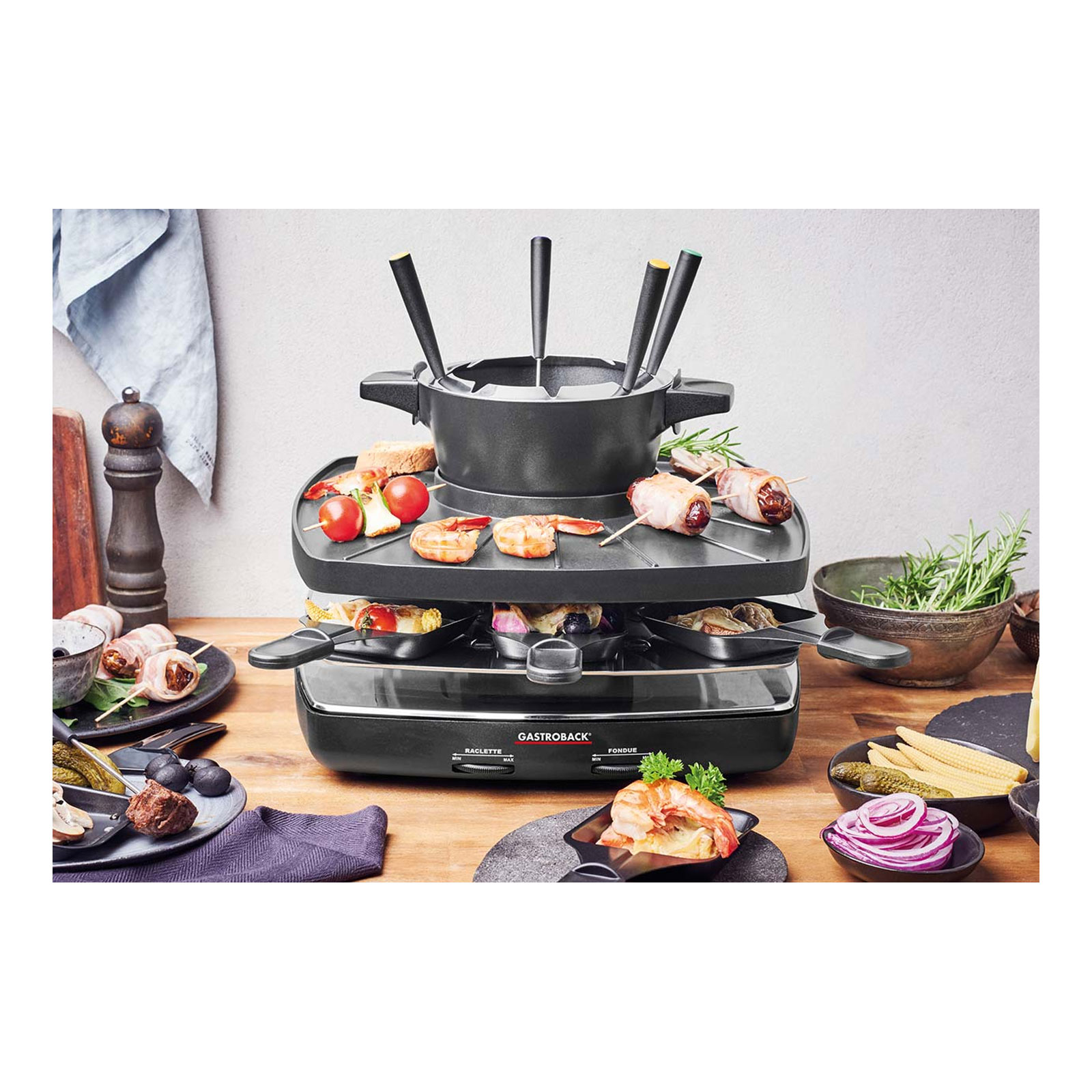 GASTROBACK 42567 Raclette Fondue Set Family and Friends