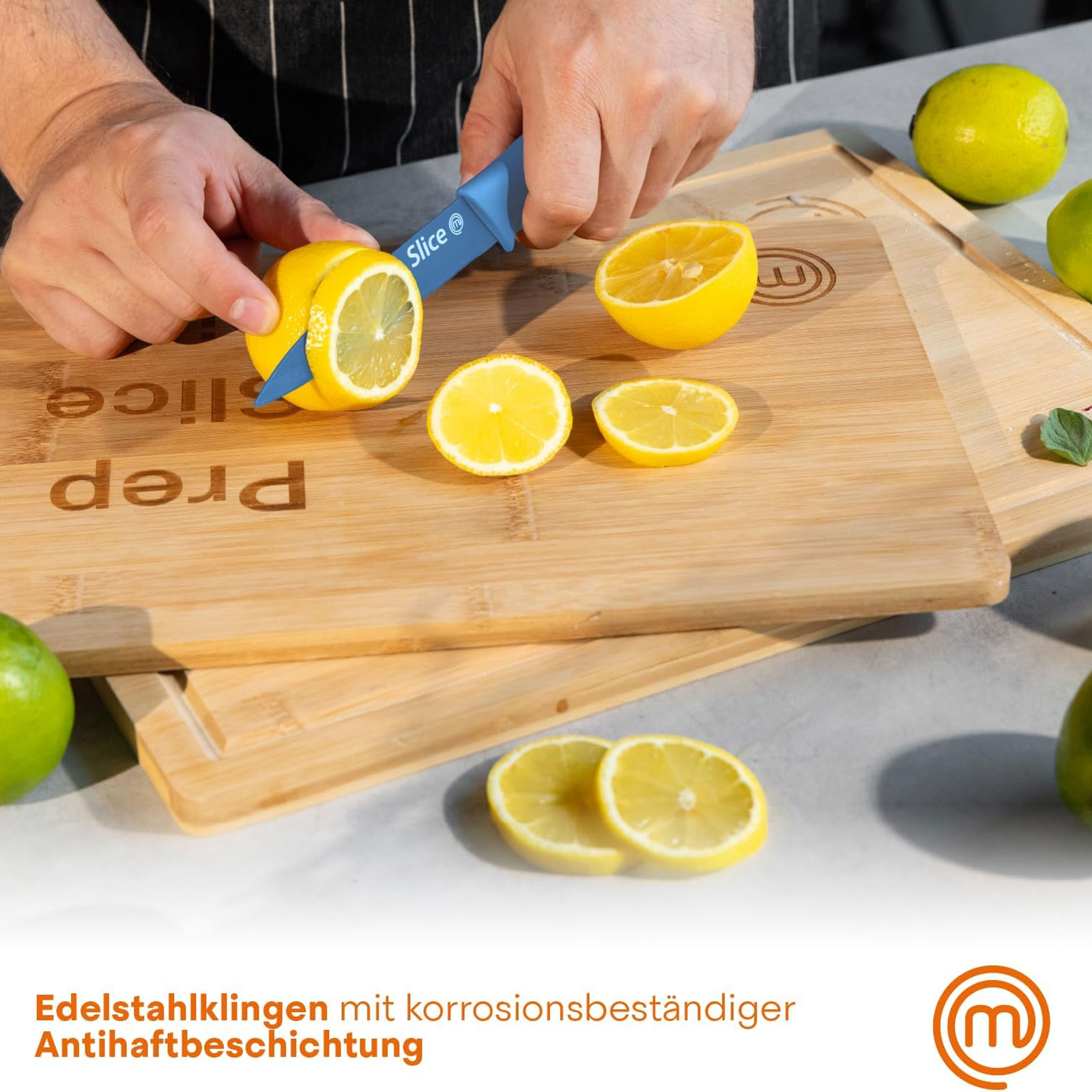 MasterChef Kitchen Textiles Gift Set Earth + 3 pcs Knives Set Captions Nordic EU