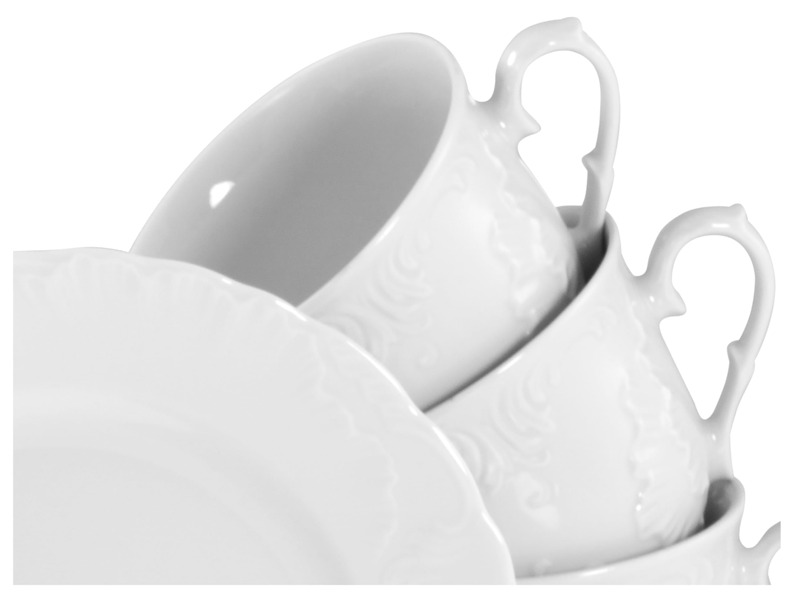 CreaTable, 12618, Serie Rokoko Weiss, 18-teiliges Geschirrset für 6 Personen