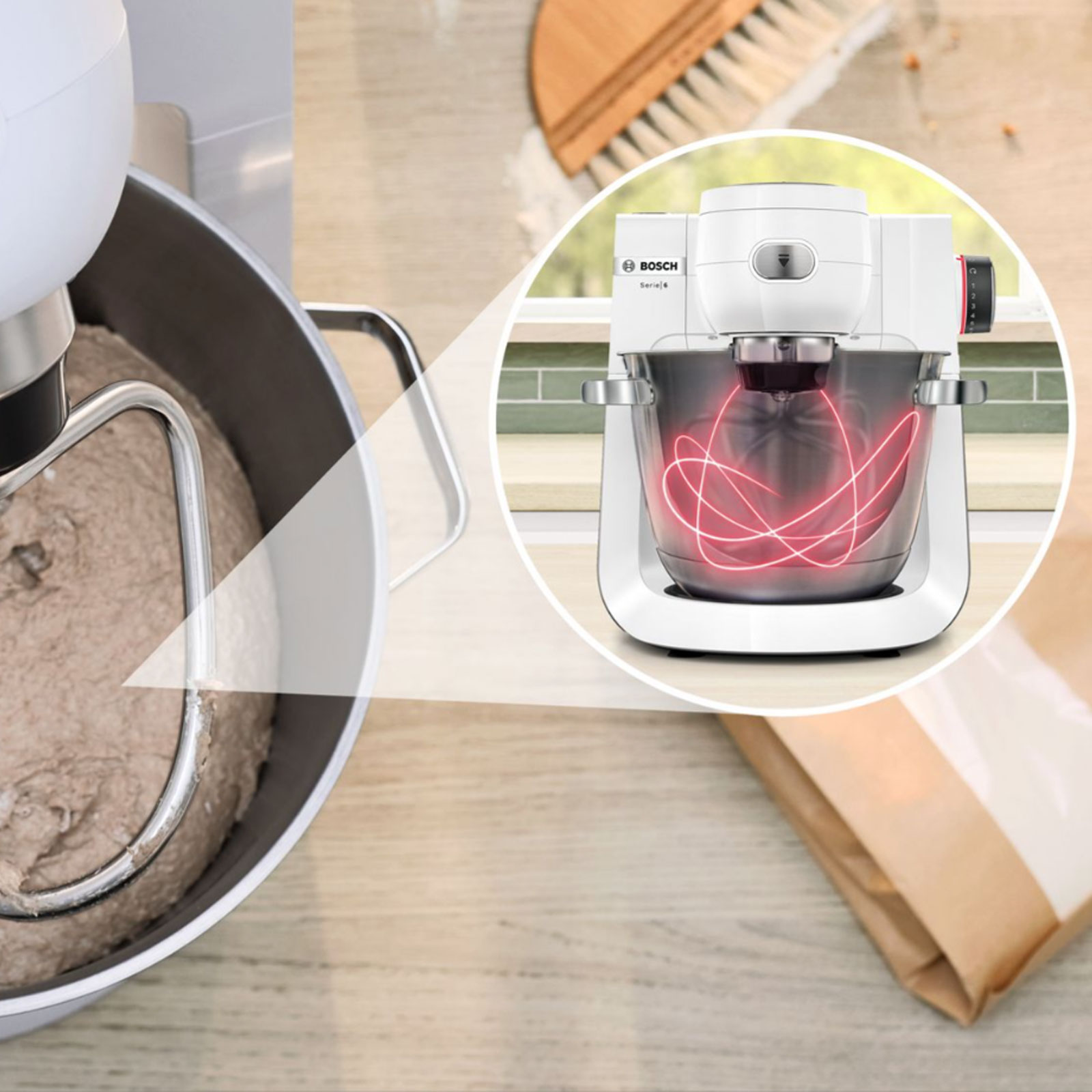 Bosch MUMS6EW13D Küchenmaschine Serie 6 weiß / gebürsteter Edelstahl