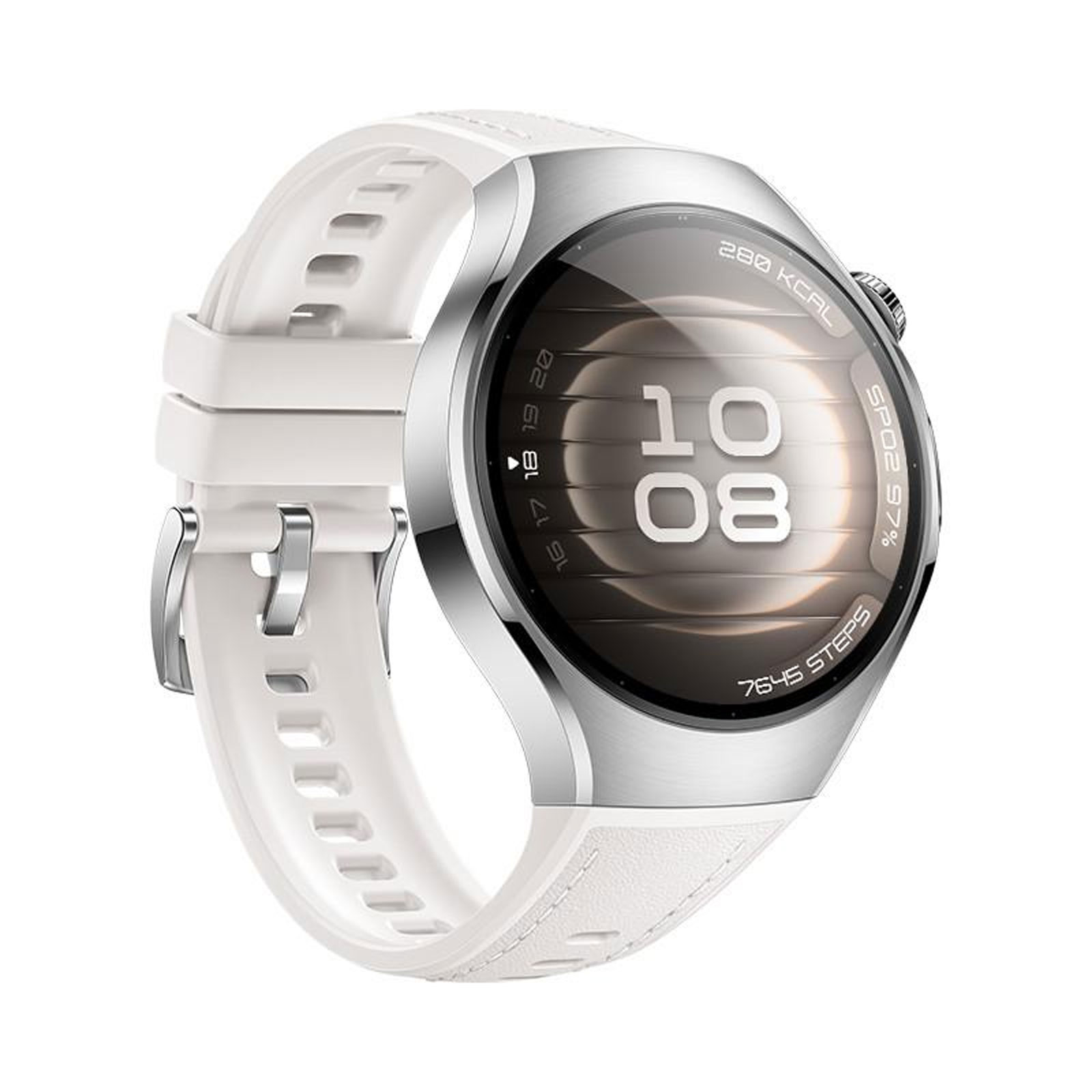Huawei Watch 5, 42 mm, Sandgoldenes 904L Edelstahlgehäuse mit beigem Kompositarmband (Herzfrequenzmessung, Schlafüberwachung, Schrittzähler)