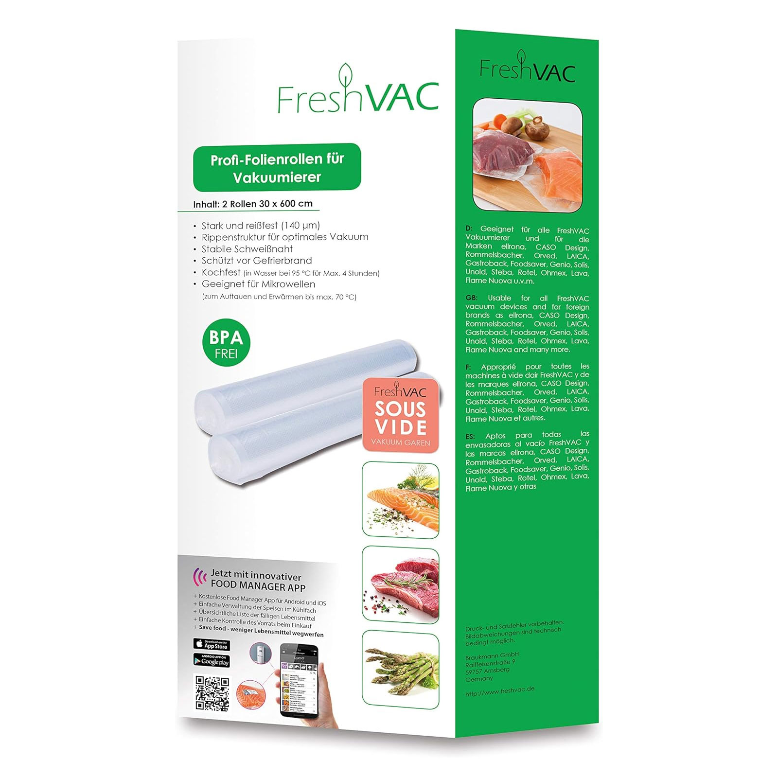 Caso FreshVacPro Folienrollen 20x600cm + Folienrolle 30x600cm
