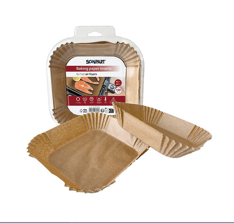 SCANPART Backpapier für Heißluftfritteusen 20x20 cm