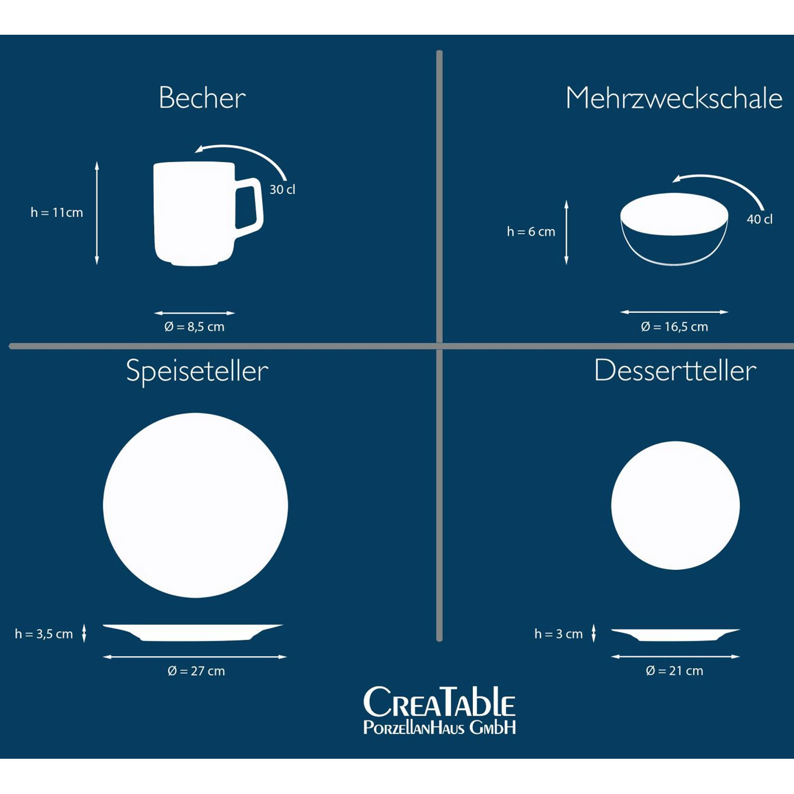 CreaTable, 25855, Serie Sierra Nevada Tierra, Geschirrset, Kombiservice 8 teilig
