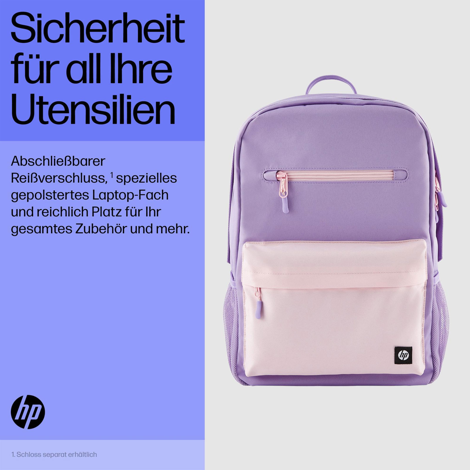 HP Campus XL Rucksack, Lavendel (16,1 Zoll, Regenschutz, 7J597AA)