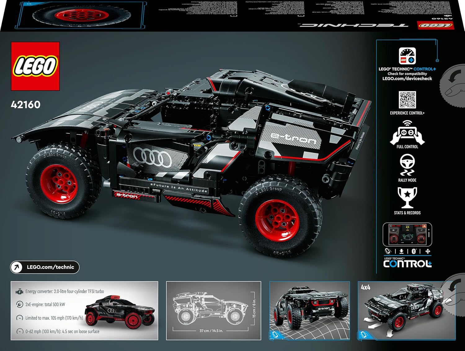 LEGO 42160 Technic Audi RS Q e-tron, ferngesteuertes Rallye-Auto-Spielzeug
