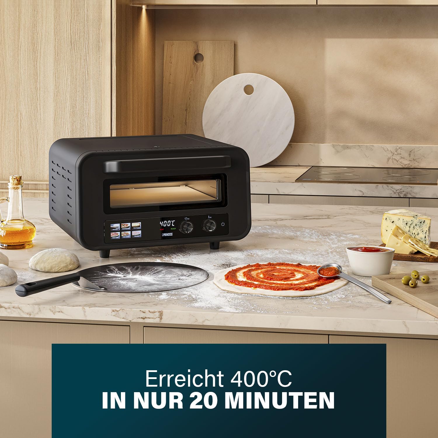 Princess Pizzaofen Pro Max, 15L, 400°C, Digitales Bedienfeld, 2100W