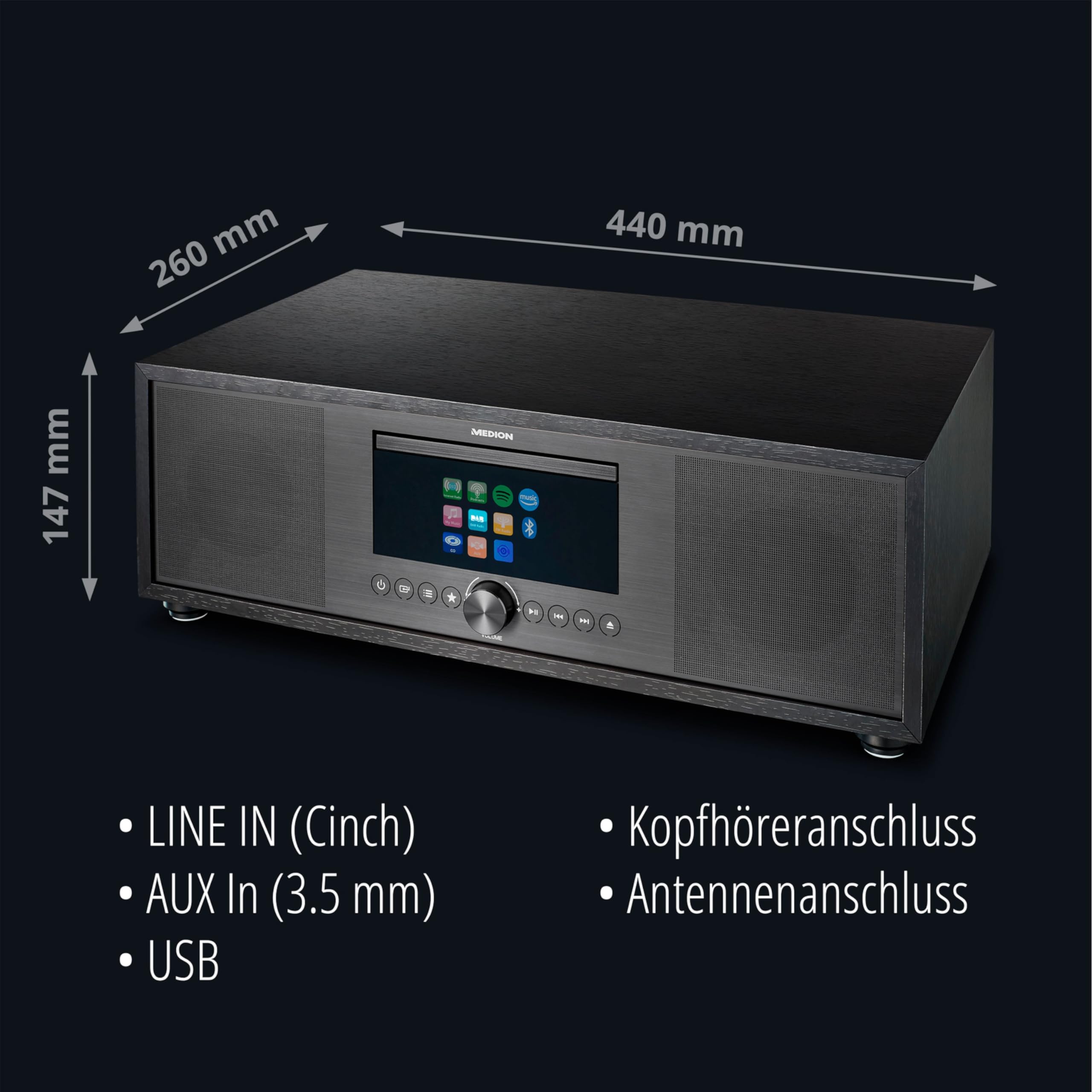 MEDION P66400 Stereoanlage Internetradio DAB+ UKW USB CD/MP3-Player Bluetooth