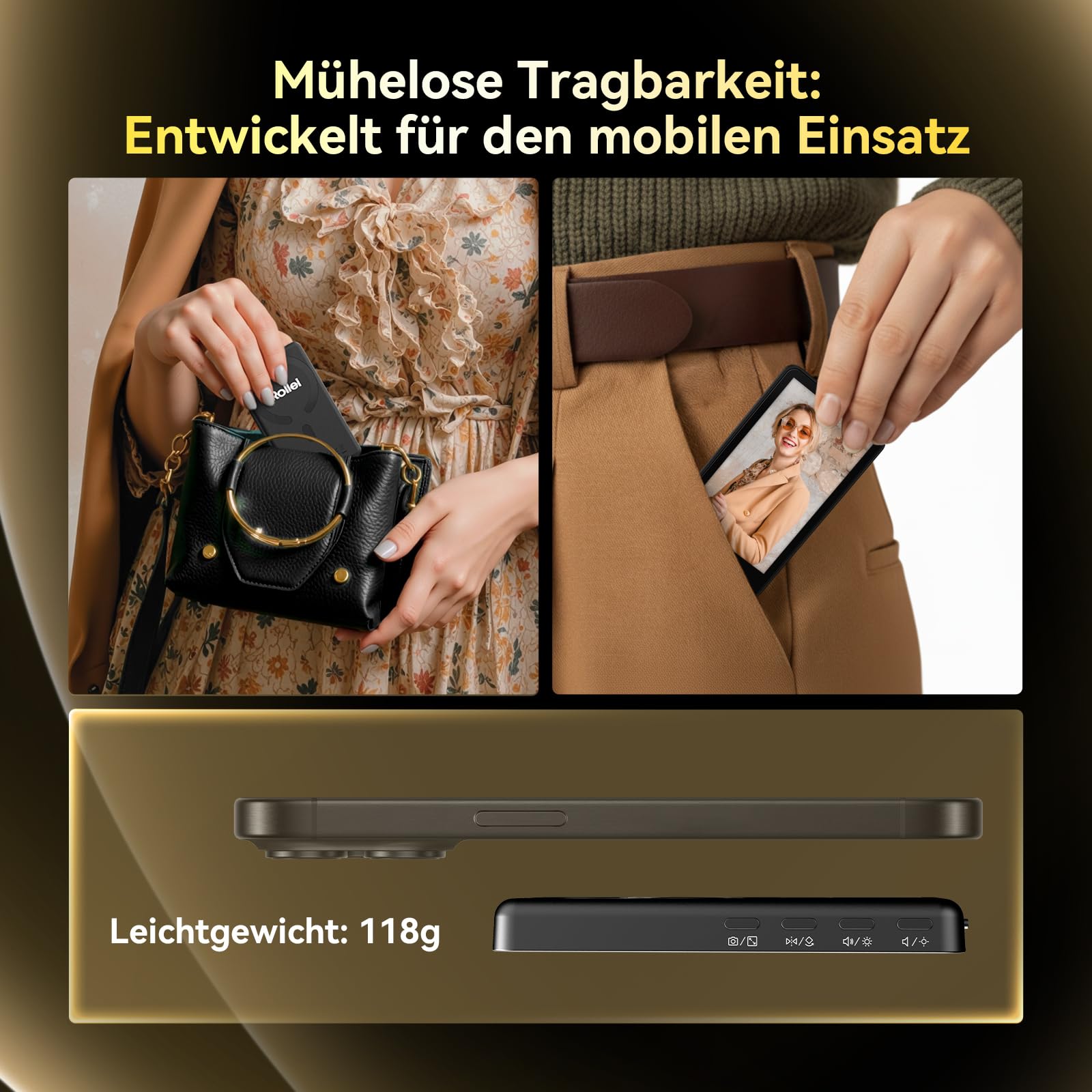 Rollei Easy Creator Selfie Monitor 3,97" Smartphone Rückkamera Magnetisch
