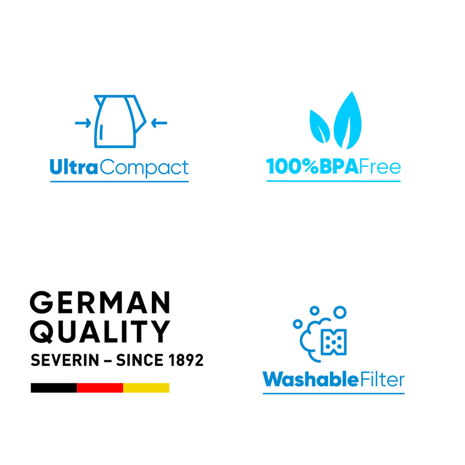 Severin WK 3472 Mini-Glas-Wasserkocher Edelstahl / schwarz