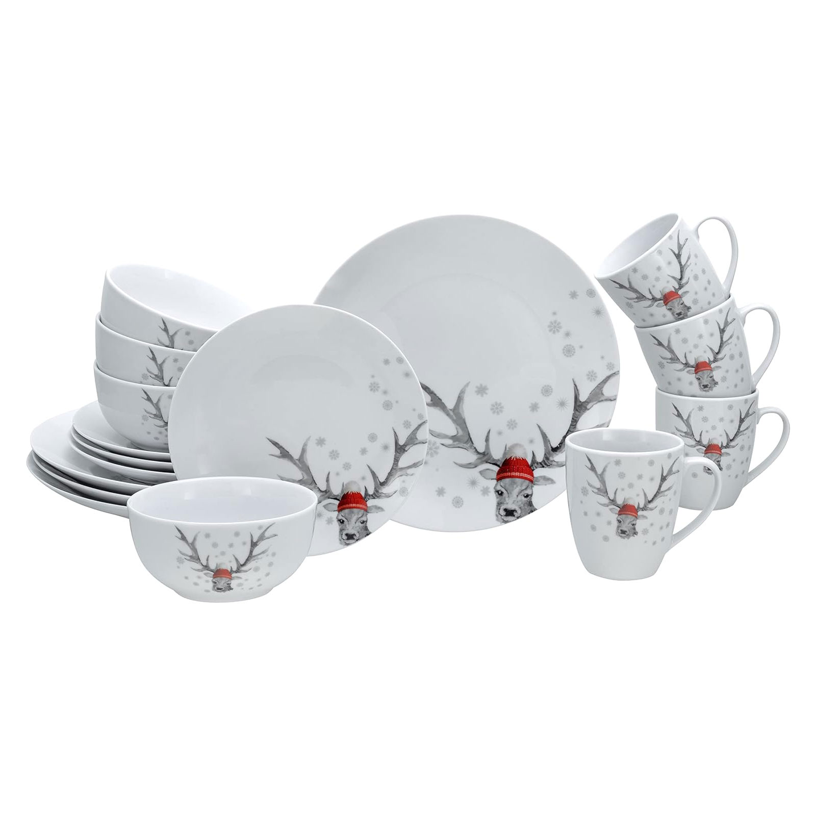 CreaTable, 13919, Serie Luna Hirsch, Kombiservice 16 teilig