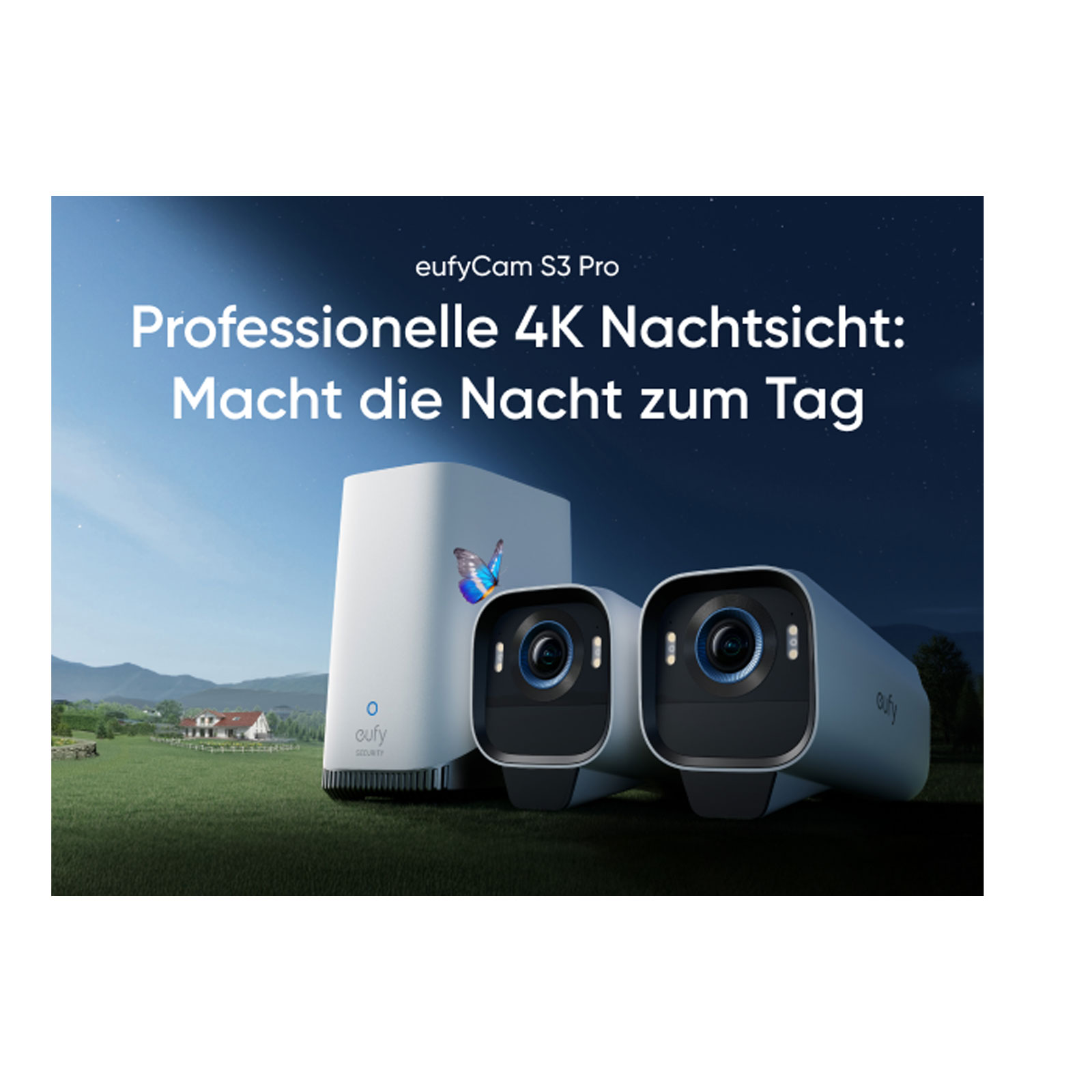 eufy eufyCam S3 Pro 3 Kameras + Basisstation Außenkamera