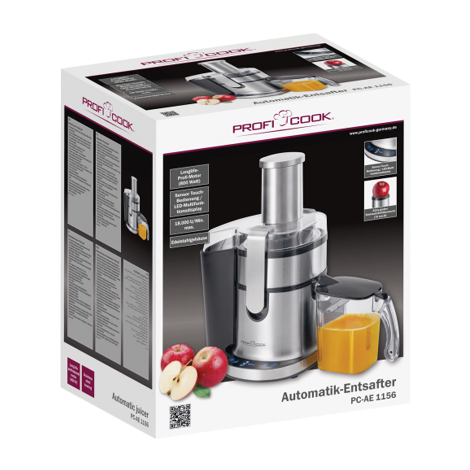 ProfiCook PC-AE 1156 Automatik-Entsafter Edelstahl / schwarz