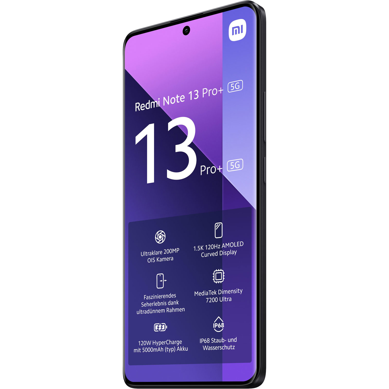 Xiaomi Redmi Note 13 Pro+ 5G 12GB + 512GB Midnight Black Smartphone (6,67 Zoll, 200 MP, Triple-Kamera, 5.000-mAh, Octa-Core, Fingerabdrucksensor, Gesichtserkennung, schwarz)