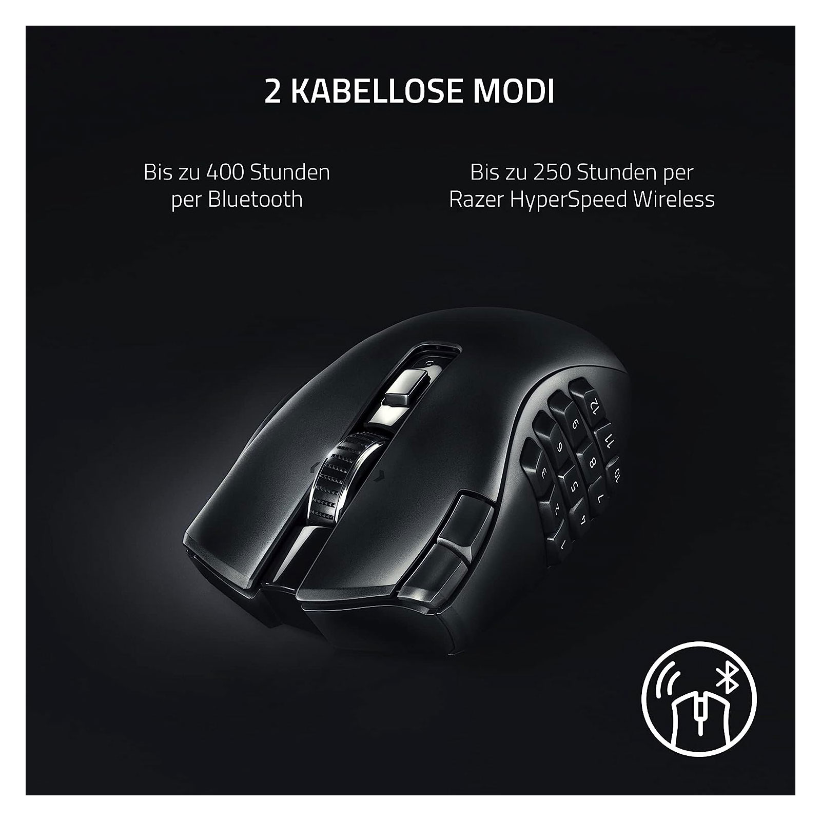 Razer Naga V2 HyperSpeed Wireless Gaming-Maus (kabellos)