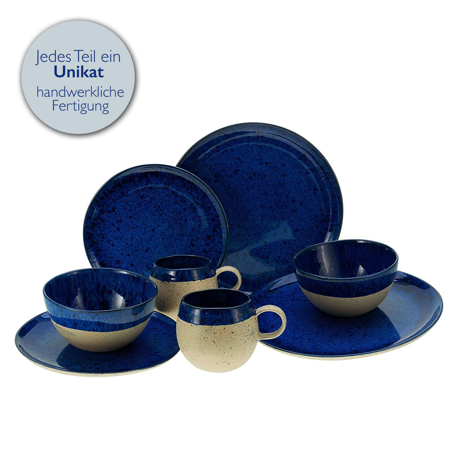 CreaTable, 23636, Serie Deep Blue Sea, Geschirrset, Kombiservice 8 teilig