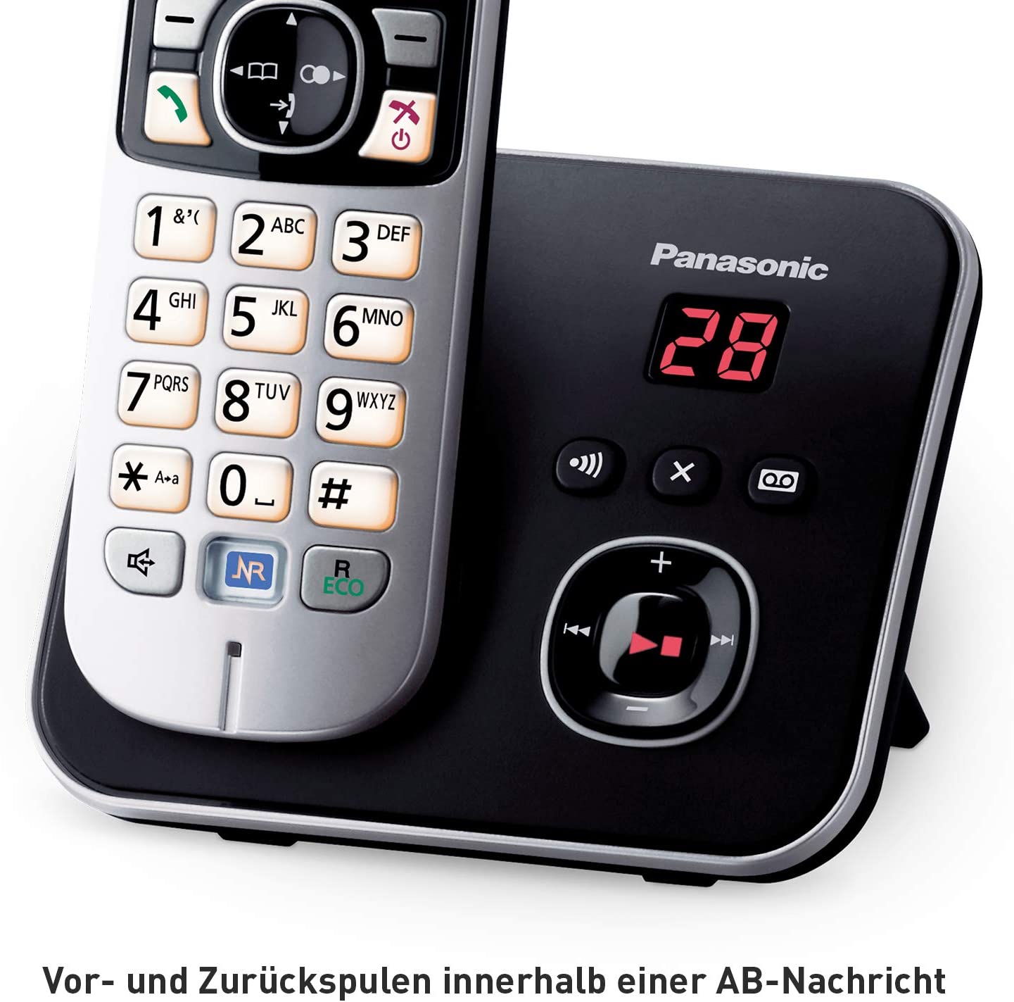 Panasonic KX-TG 6822 GB Duo schwarz Schnurloses Telefon mit Anrufbeantworter