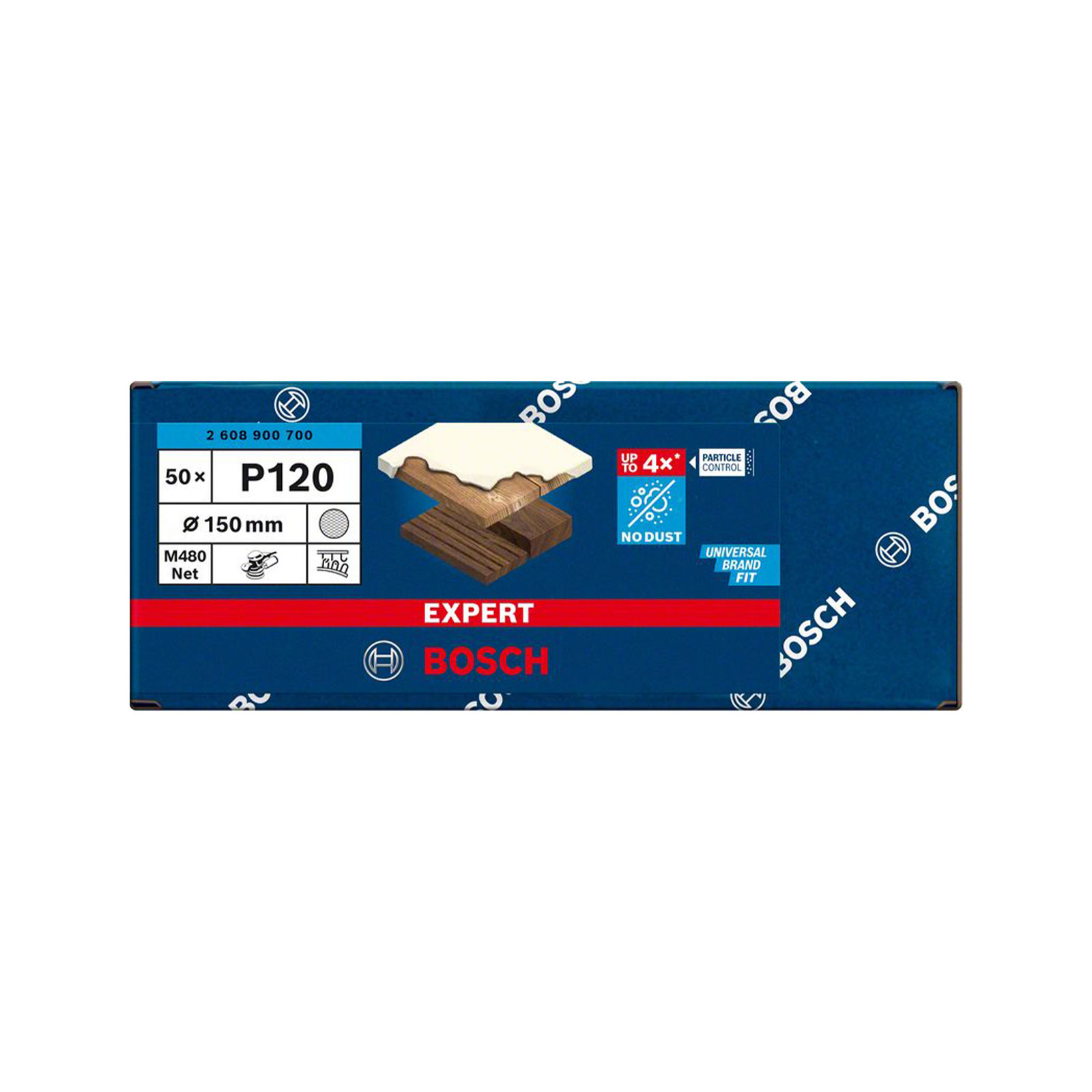 Bosch Professional Expert M480 Schleifnetz fuer Exzenterschleifer, 150 mm, G 120, 50 Stueck