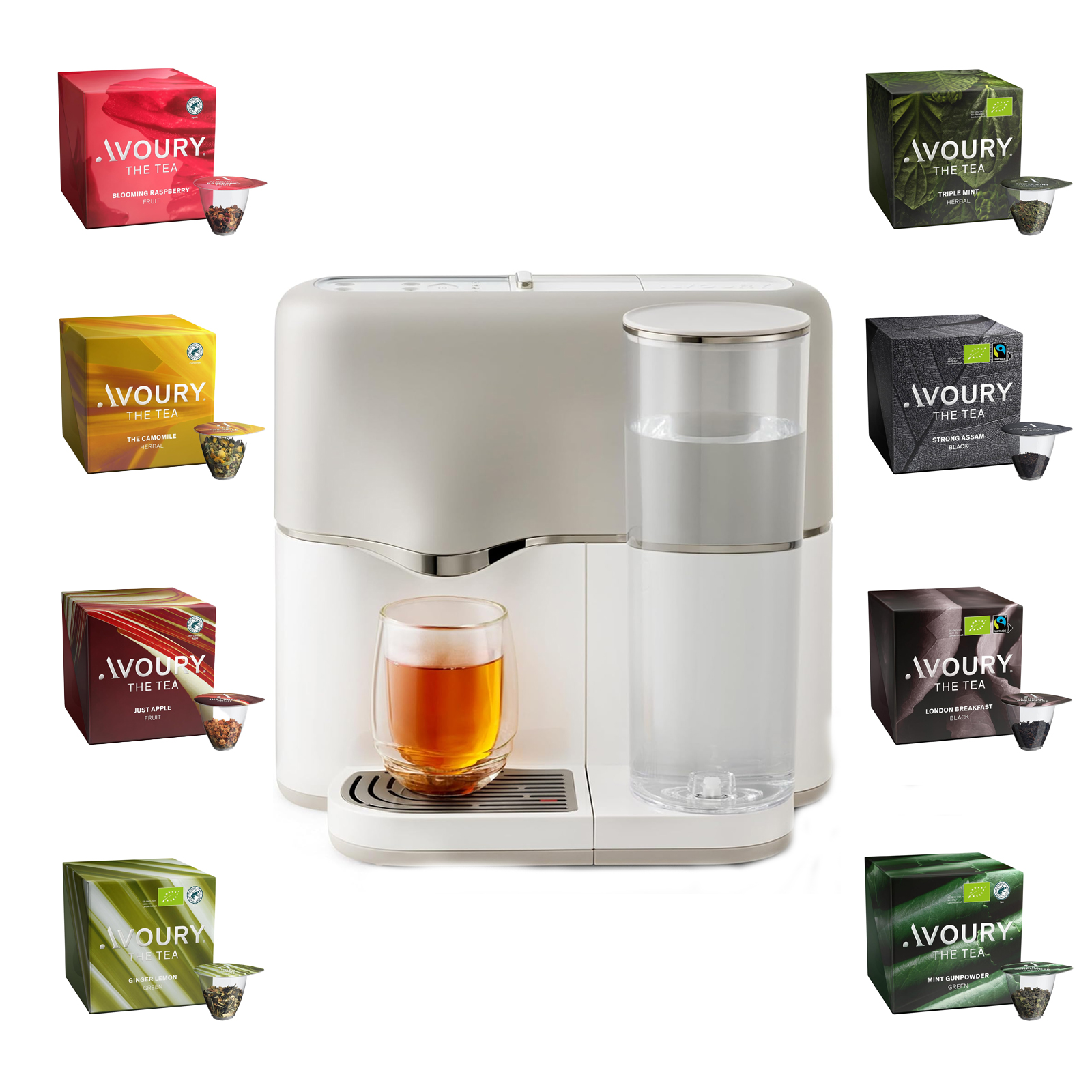 Avoury 6000833 One Grey/Black Teemaschine inklusive Tee-Starterset