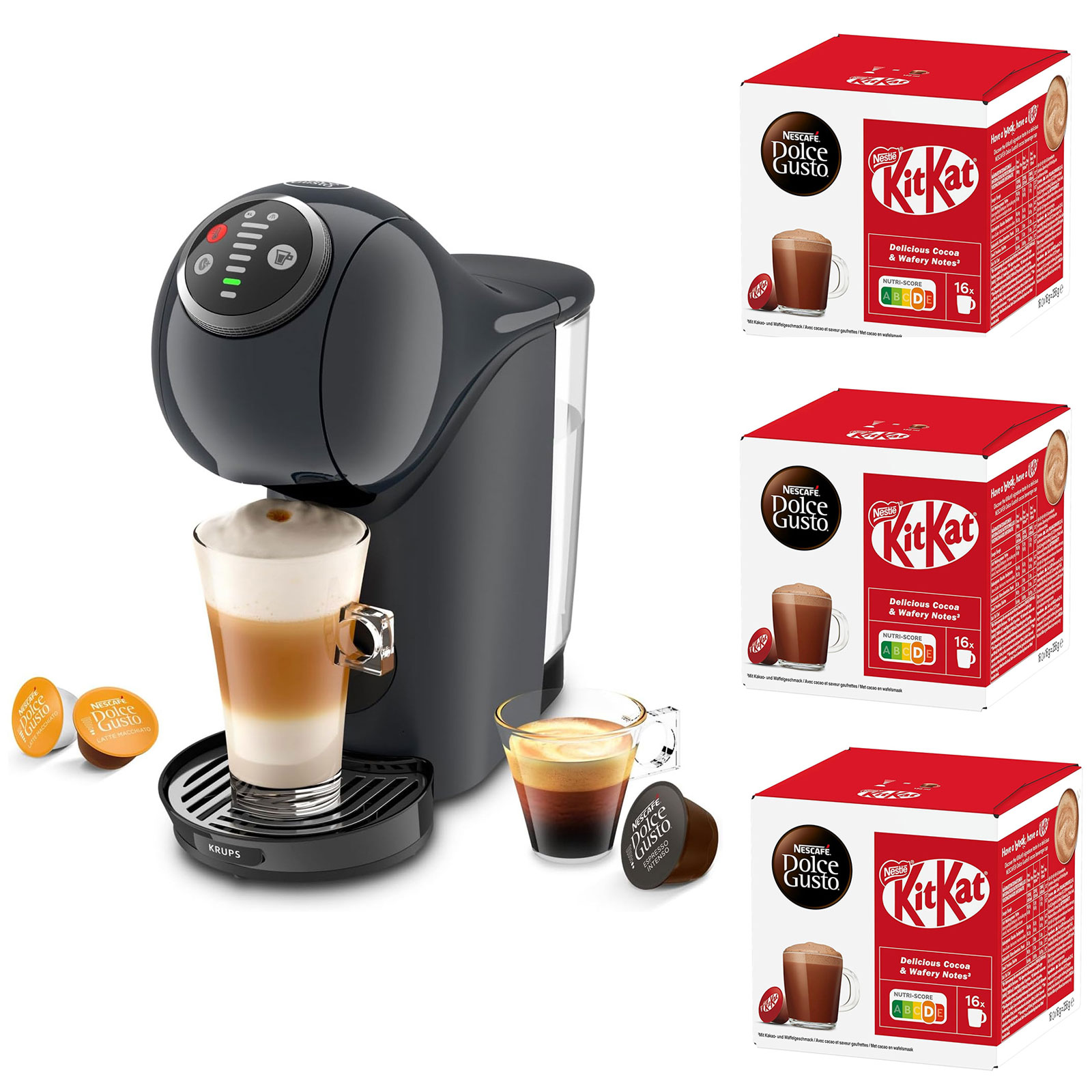 Krups KP340B.25 Grau Dolce Gusto GENIO S PLUS + 3 Pck. KitKat