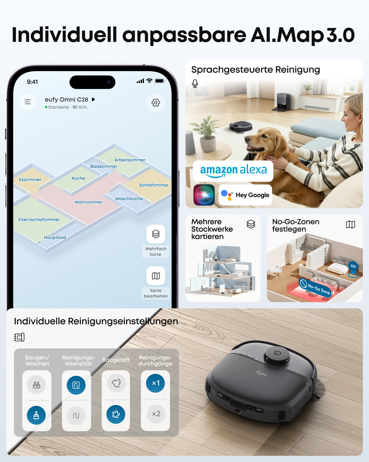 eufy Robot Vacuum Omni C28 Saugroboter mit Wischfunktion