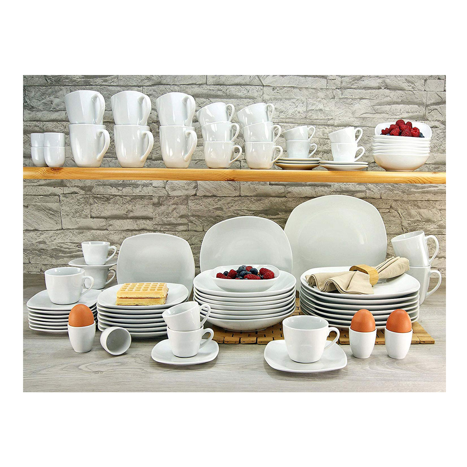 CreaTable, 13779, Serie Square weiß NEU, Kombiservice 100tlg