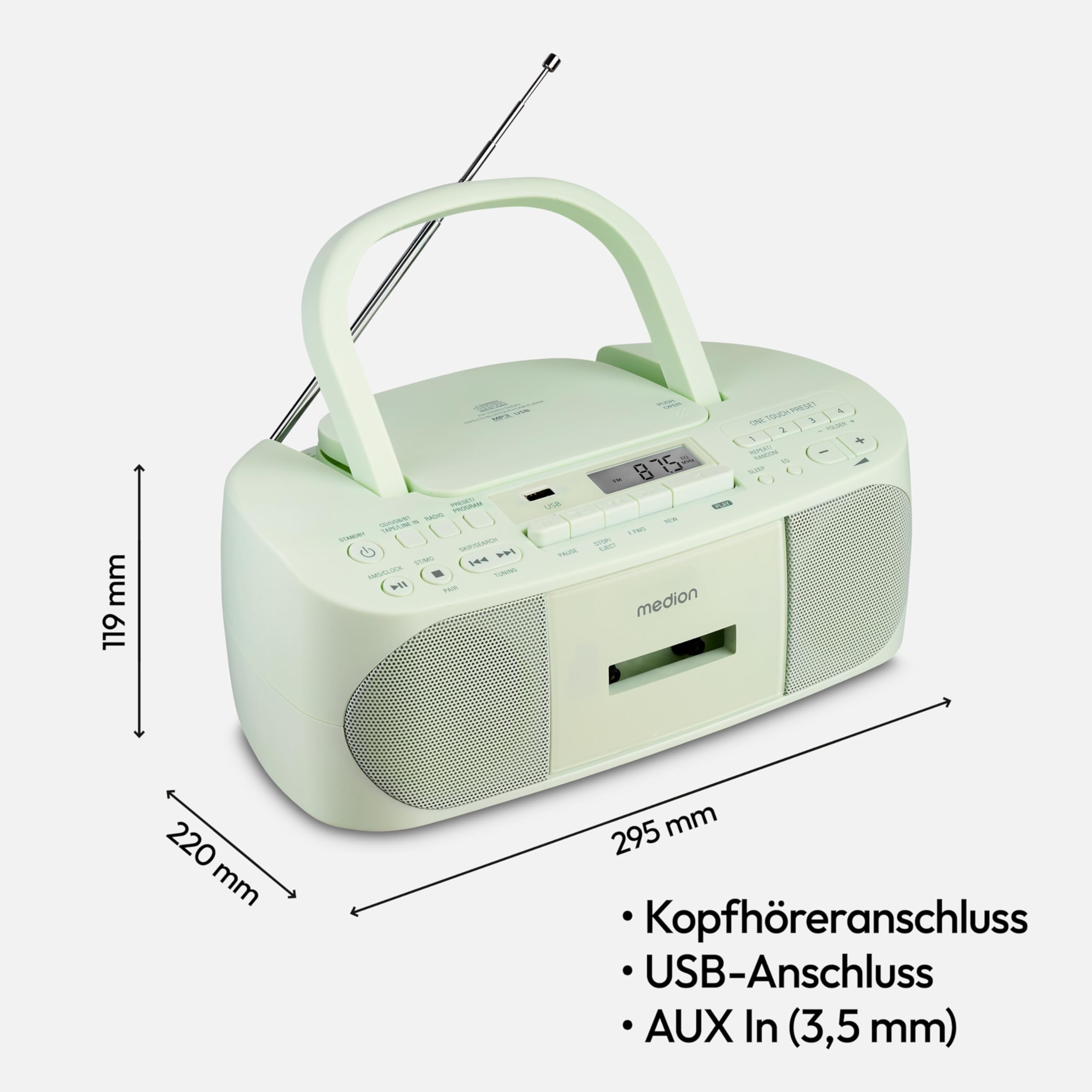 Medion LIFE E65010 Boombox Radiorekorder USB mit CD-Spieler und Kassettendeck