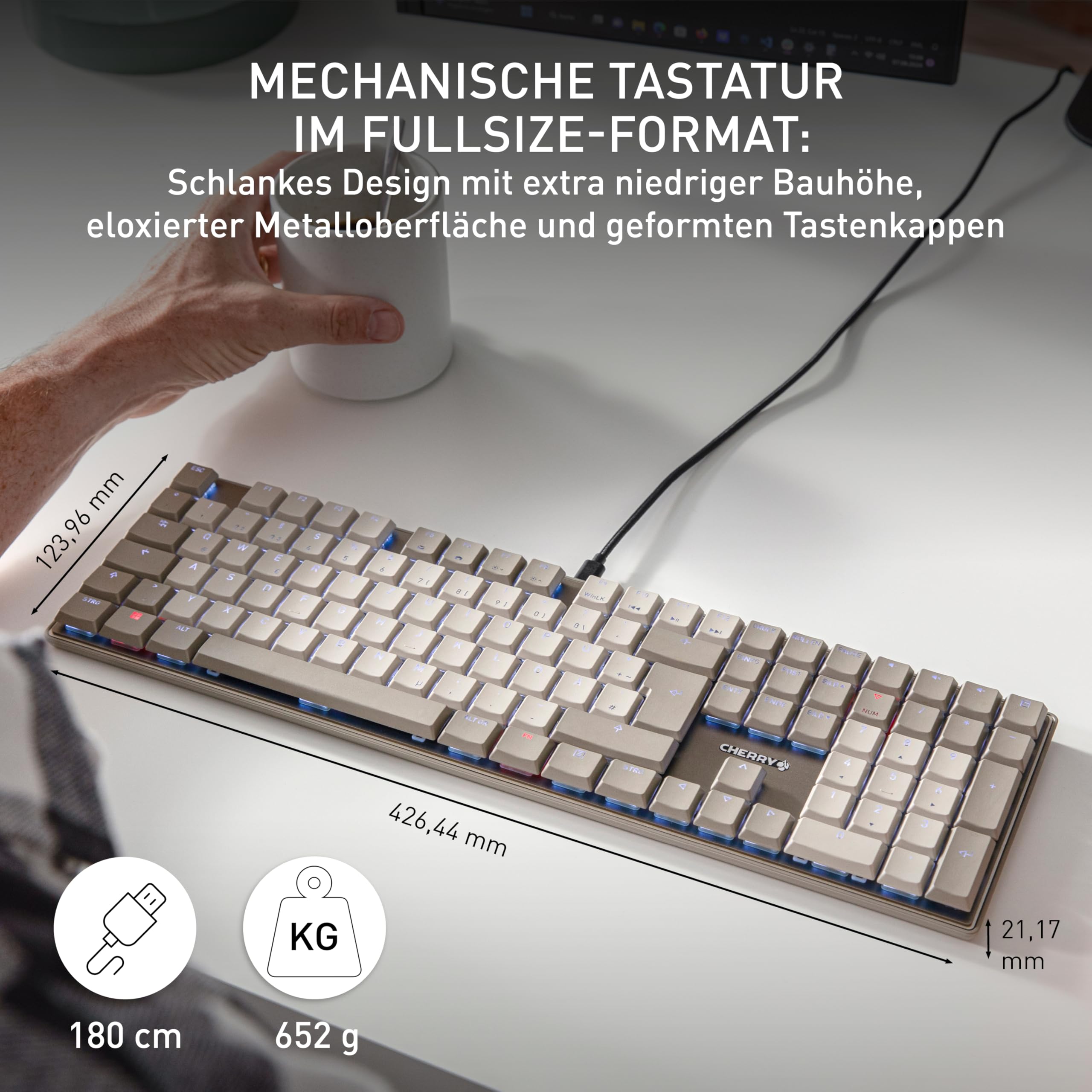 CHERRY KC 500 MX LP, Mechanische Low-Profile-Tastatur, Deutsches Layout (QWERTZ)