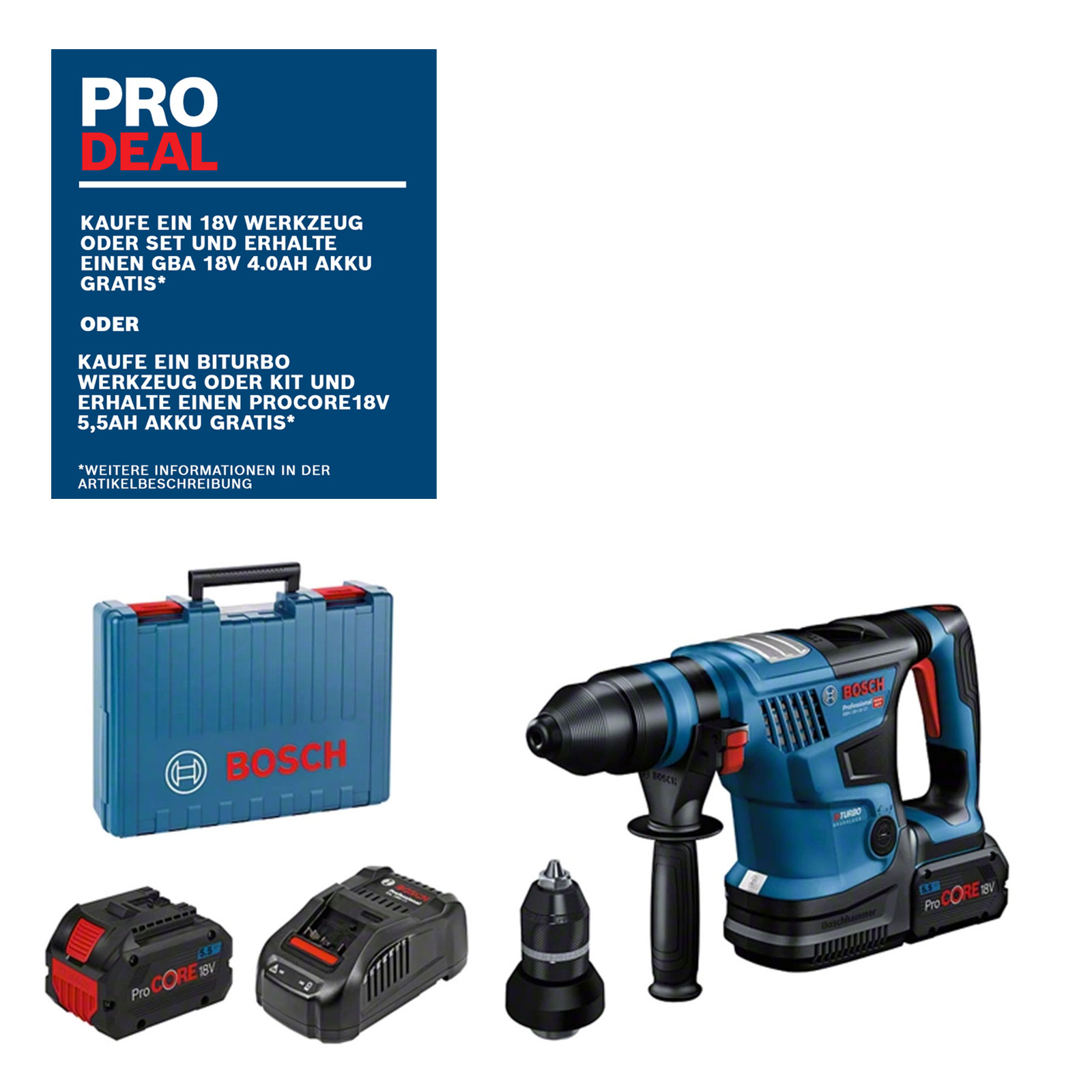 Bosch Professional GBH 18V-34 CF (2xPC 5.5, GAL 1880 CV CC) Akkubohrhammer