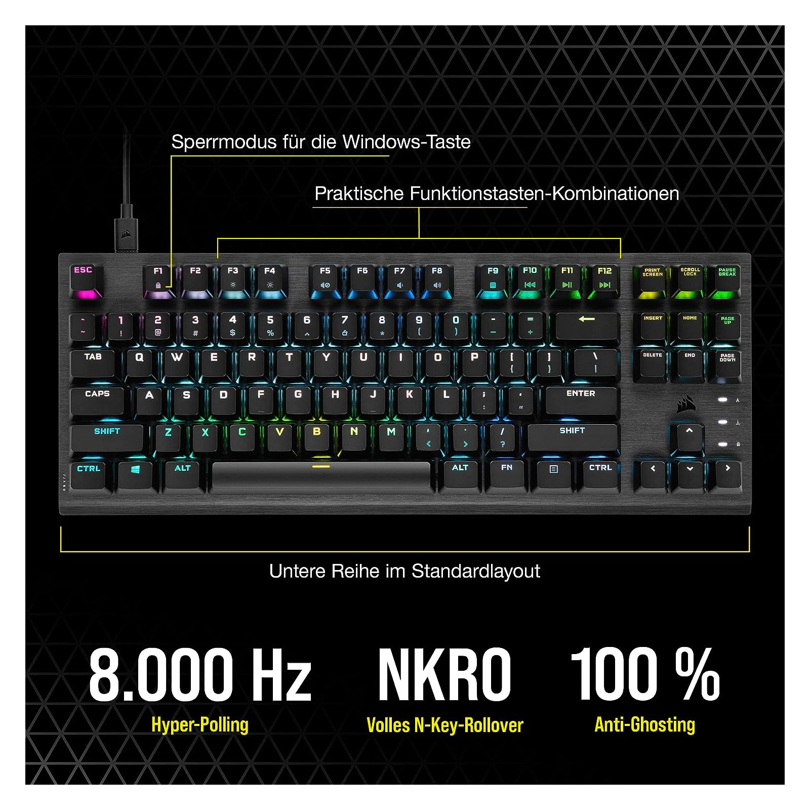 Corsair K60 PRO TKL RGB Optisch-mechanische Gaming-Tastatur Corsair K60 PRO TKL RGB Optisch-mechanische Gaming-Tastatur