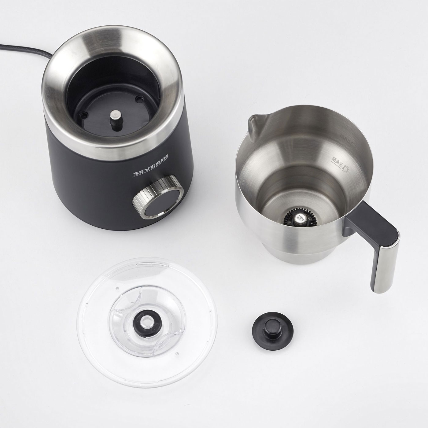 Severin SM 3587 Induktions-Milchaufschäumer Spuma 700 plus Edelstahl-gebürstet-schwarz-matt