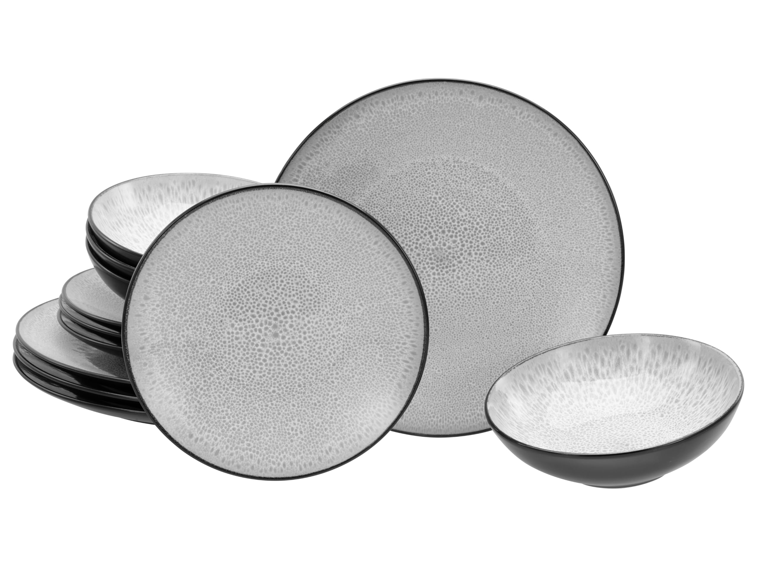 CreaTable 23963 Teller Set Serie Malmö 12-tlg Geschirrset 4 Personen