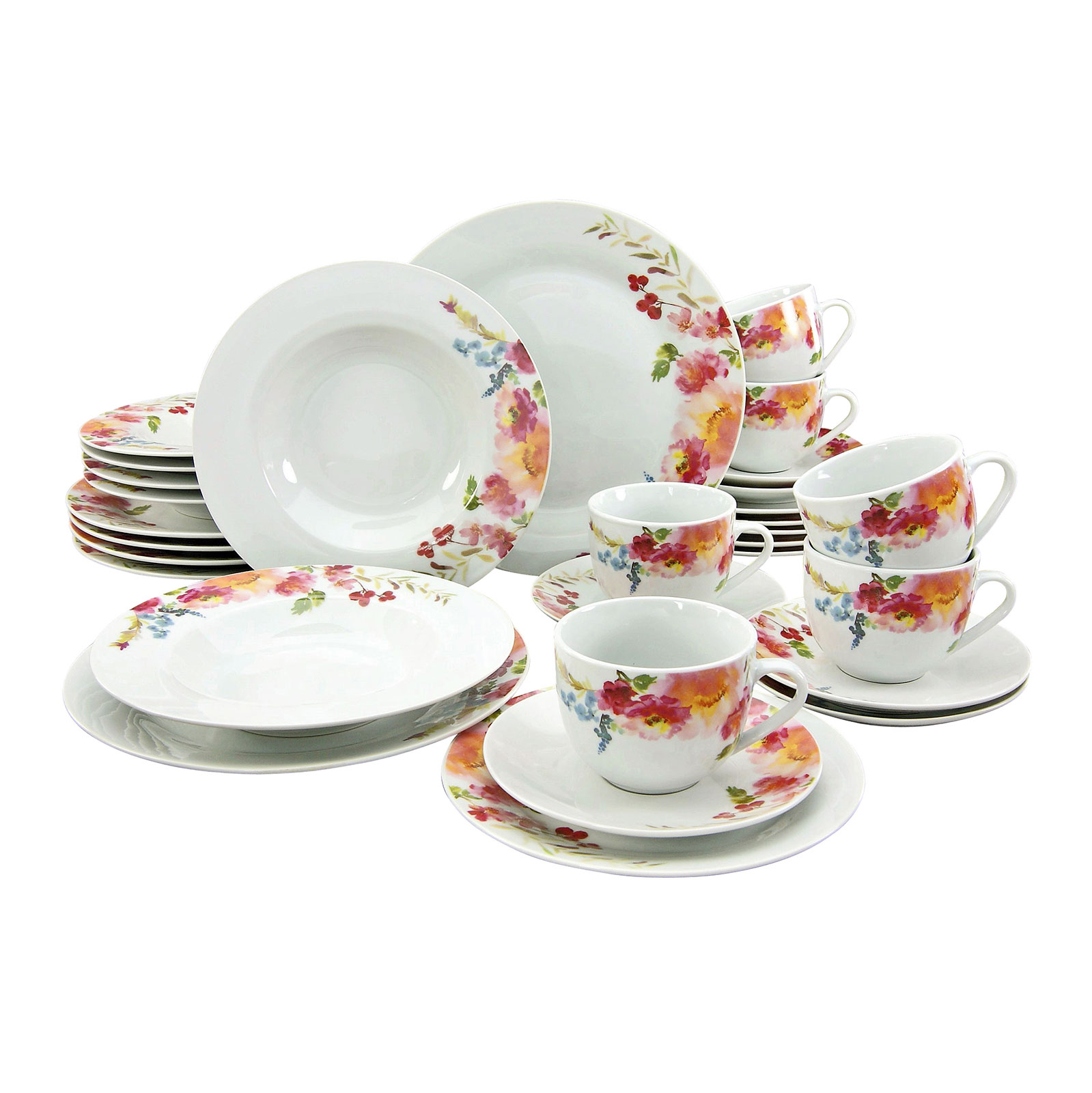 CreaTable, 20483, Serie FLOWER DREAMS, Geschirrset, 30 teilig