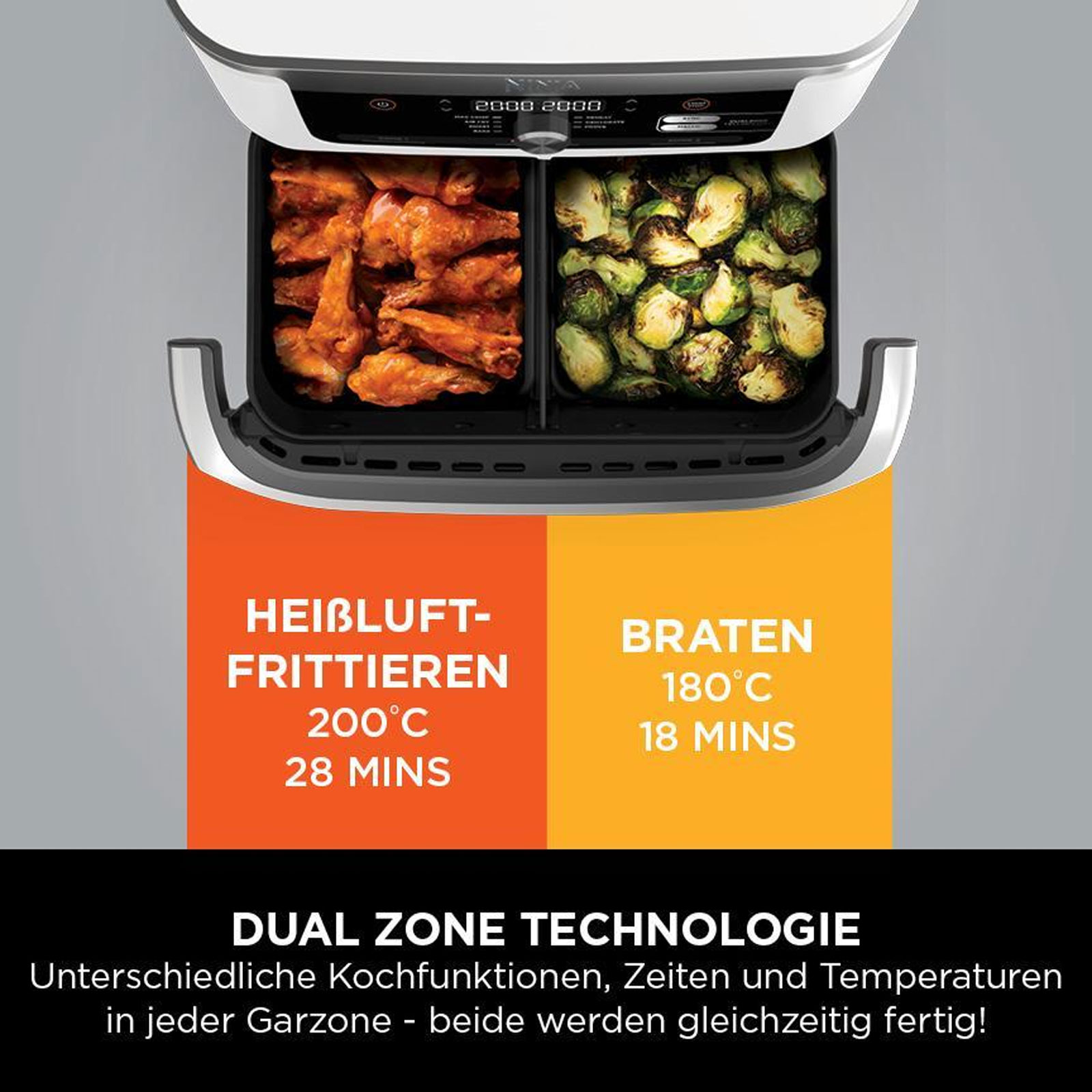 Ninja AF500EUWH Foodi FlexDrawer Doppel-Heißluftfritteuse