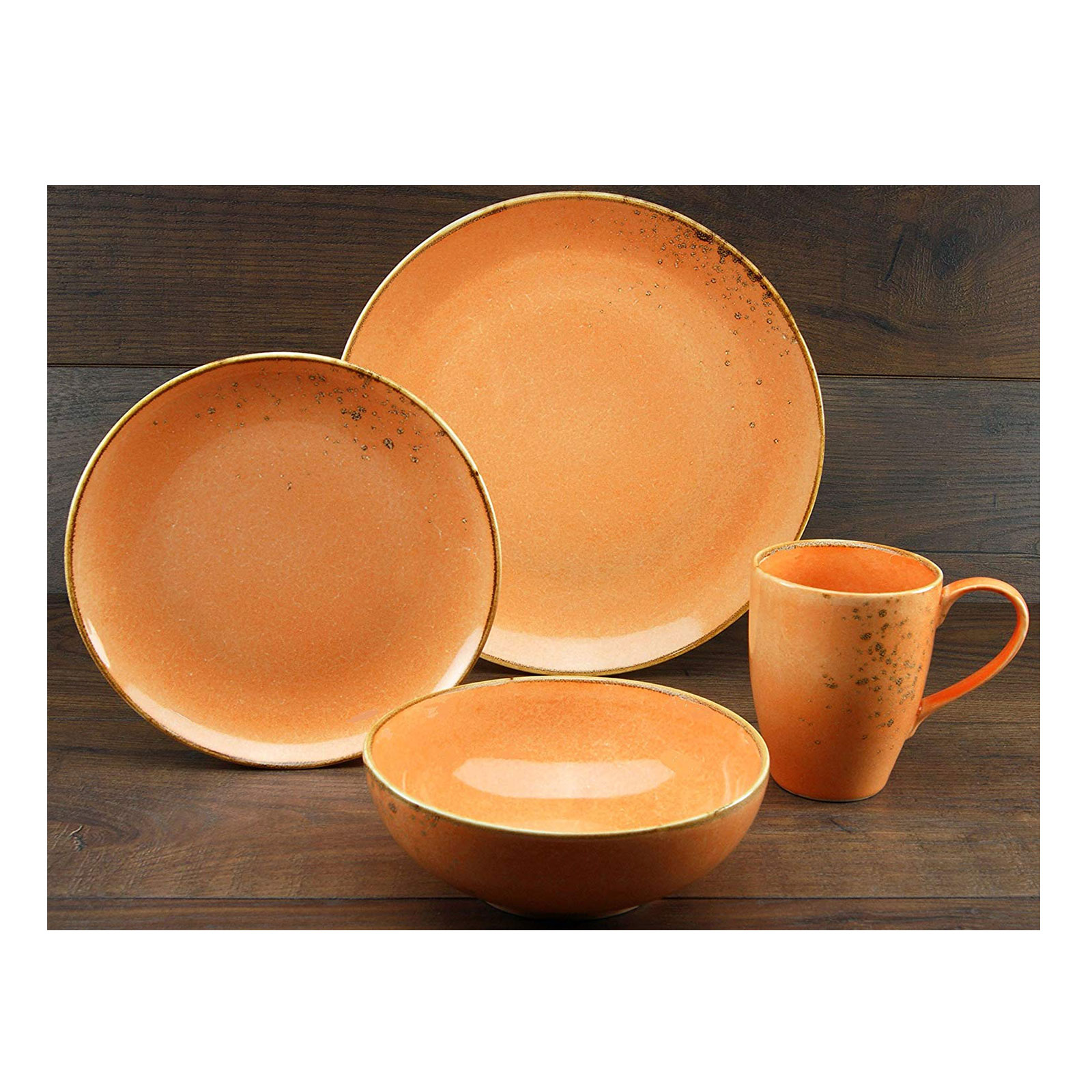 CreaTable, 19990, Serie NATURE COLLECTION Mediterran, Geschirrset Single Set 4 teilig Orange