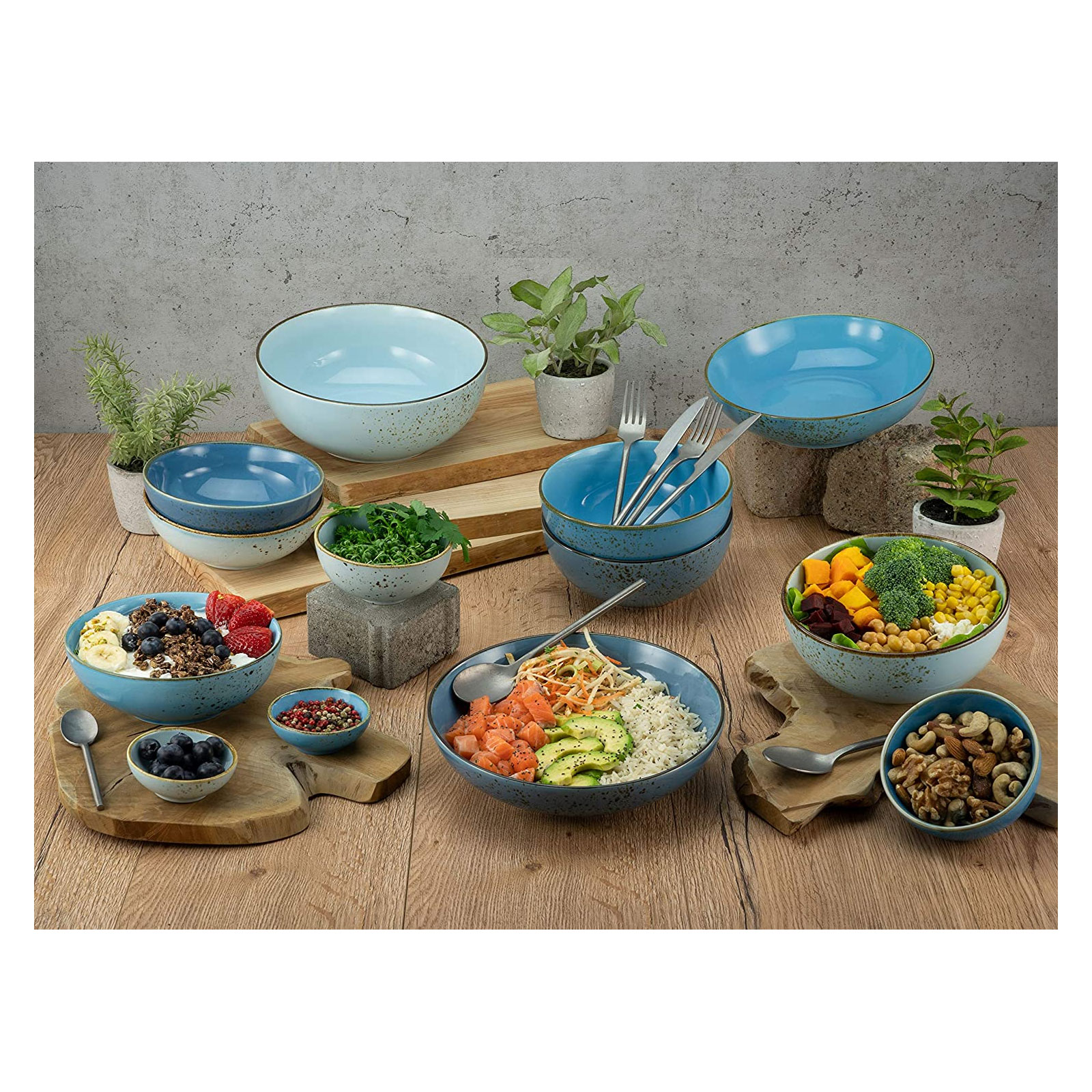 CreaTable, 23431, Serie Nature Collection Aqua - Buddhabowl, Geschirrset, Bowl-Set 4 teilig