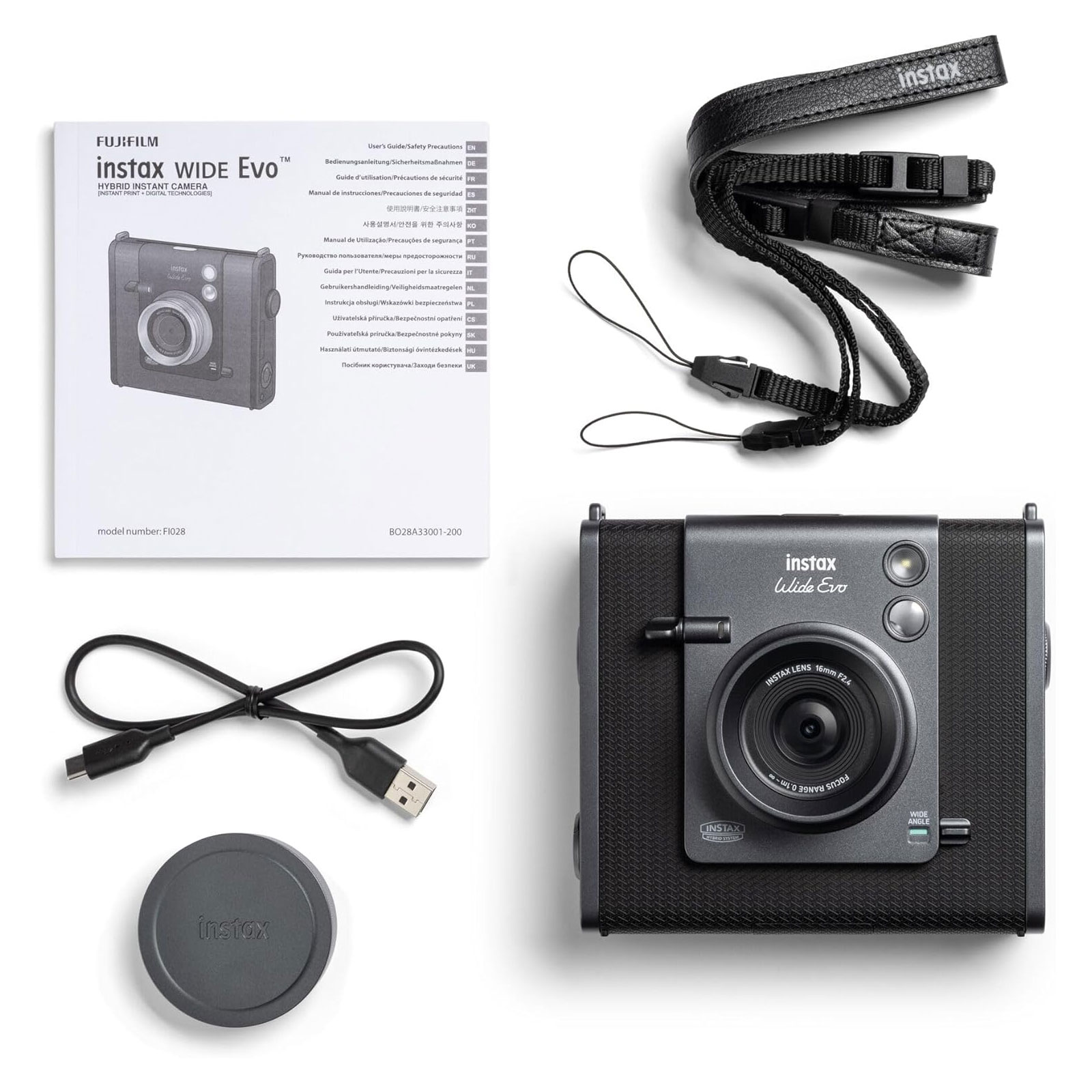 FUJIFILM instax Wide Evo Sofortbildkamera Black