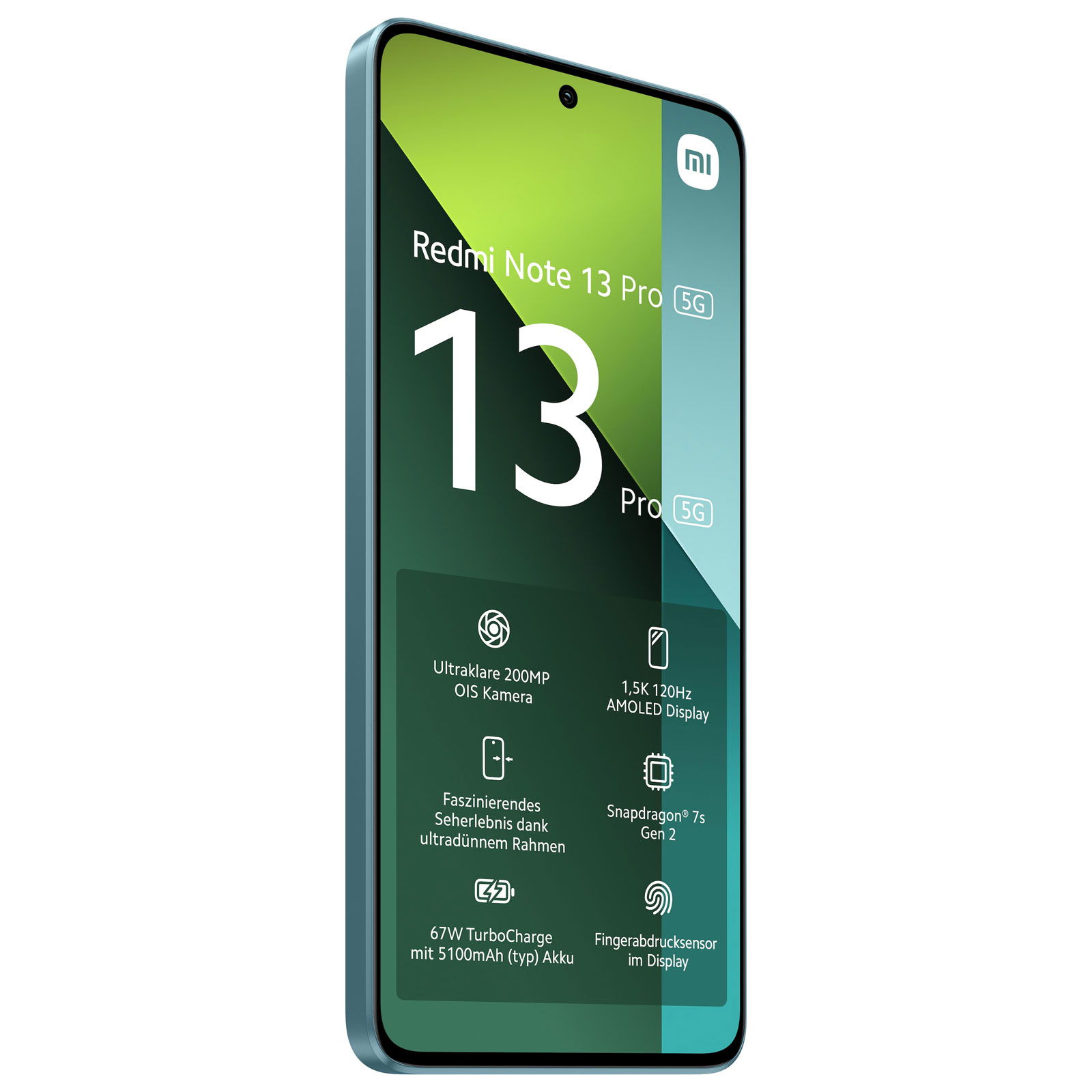 Xiaomi Redmi Note 13 Pro 5G 8GB + 256GB Ocean Teal Smartphone (6,67 Zoll, 200 MP, Triple-Kamera, 5.100-mAh, Octa-Core, Fingerabdrucksensor, Gesichtserkennung)
