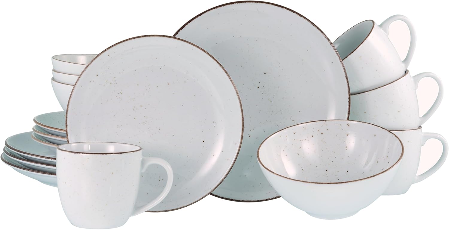 CreaTable, 20317, Serie VINTAGE NATURE weiss, Geschirrset Kombiservice 16 teilig