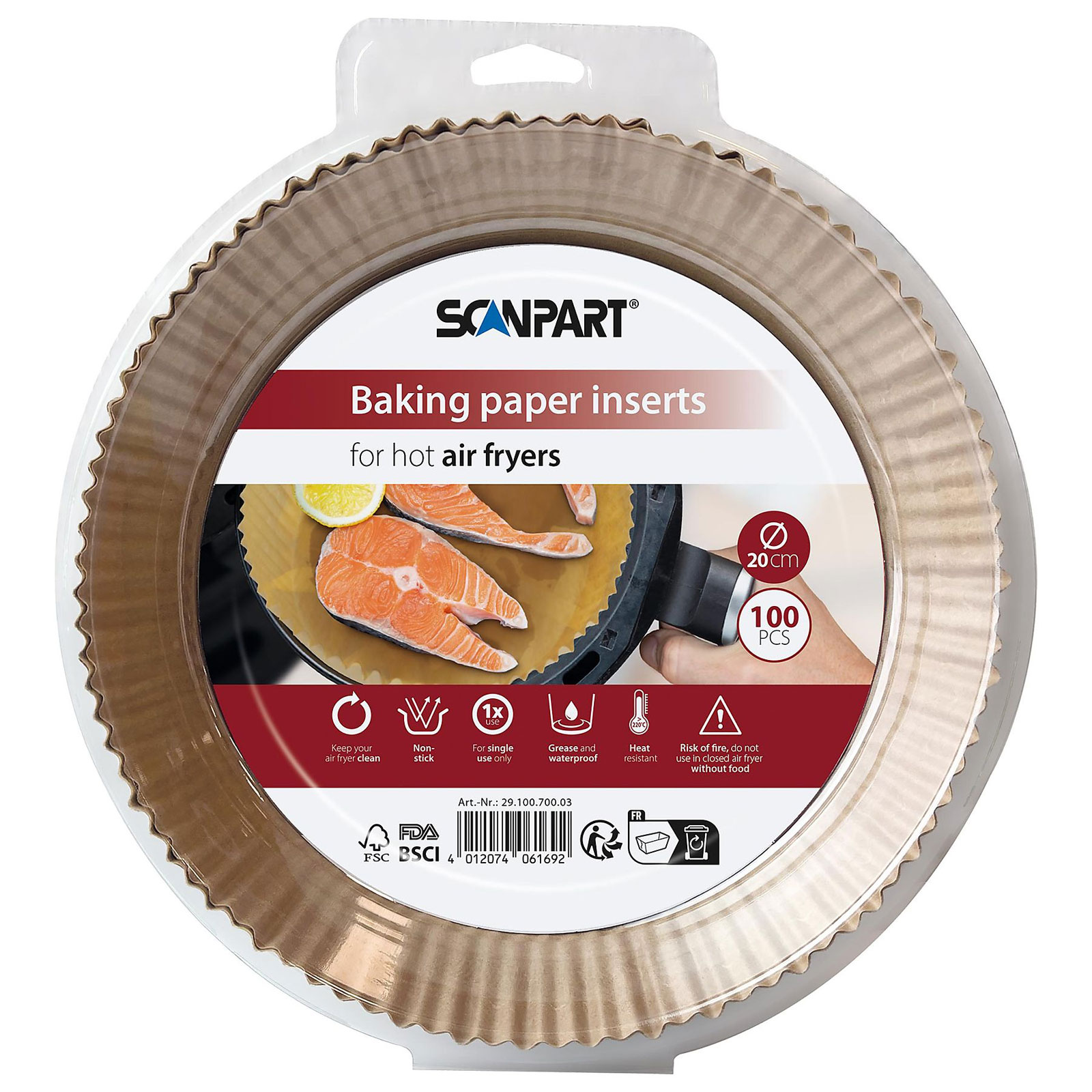 SCANPART Backpapier für Heißluftfritteusen 20 cm rund (100 Stück)