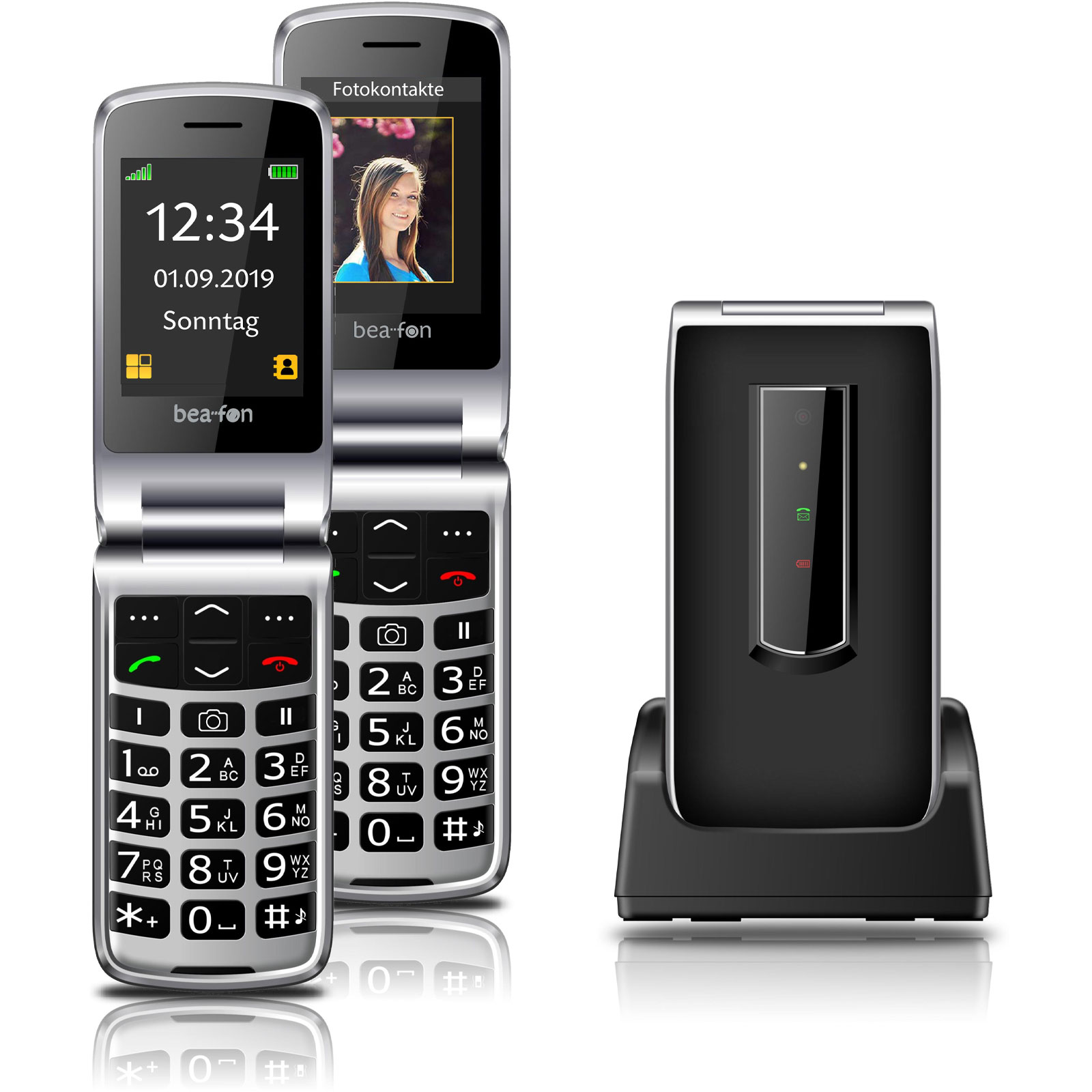 Beafon SL 495 schwarz-silber Handy (Seniorenhandy, Klapp, ohne Netzteil)