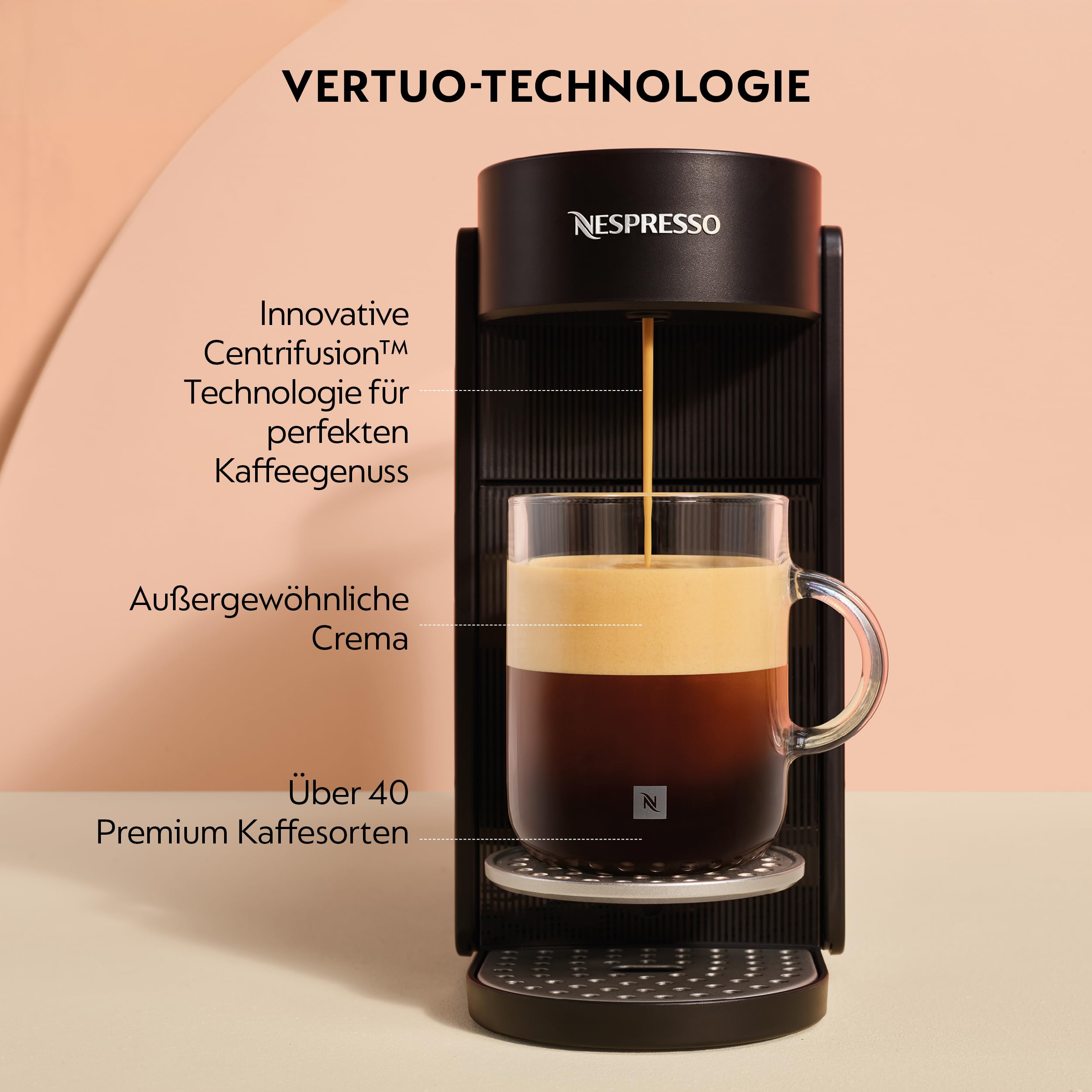 Nespresso Krups VERTUO Up Ink Black, XN9408 inkl. Aeroccino 3 Milchaufschäumer