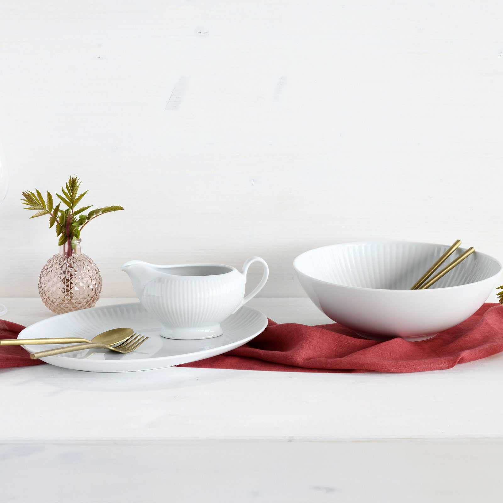 CreaTable, 21883, Serie Valencia, 3-teiliges Geschirrset, Servier Set aus Porzellan
