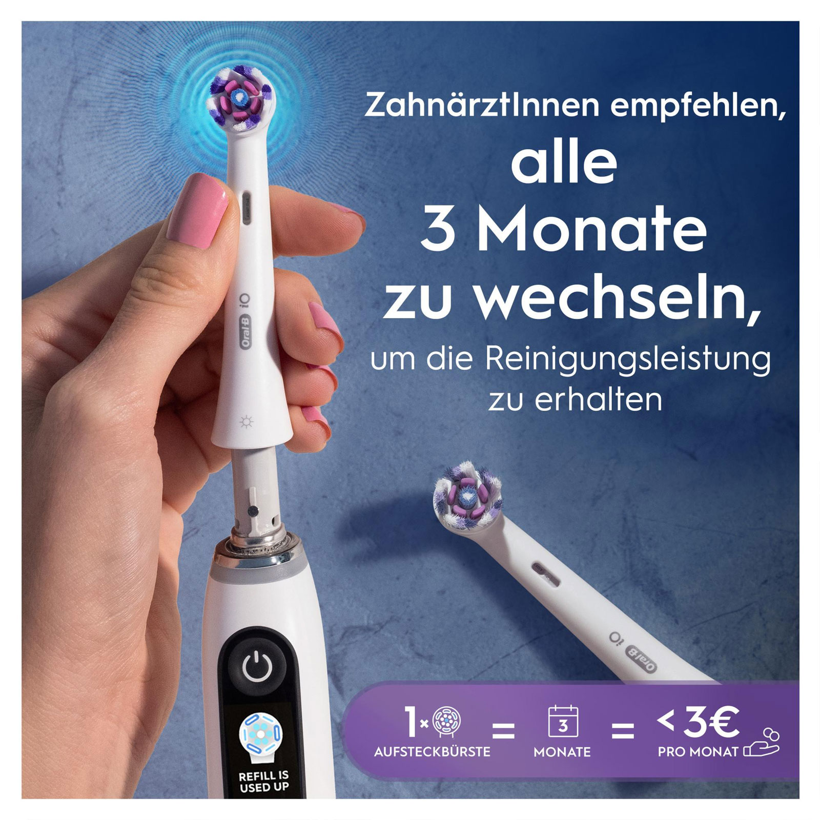Oral-B iO Strahlendes Weiss, Original Aufsteckbürsten, Weiß, 2er