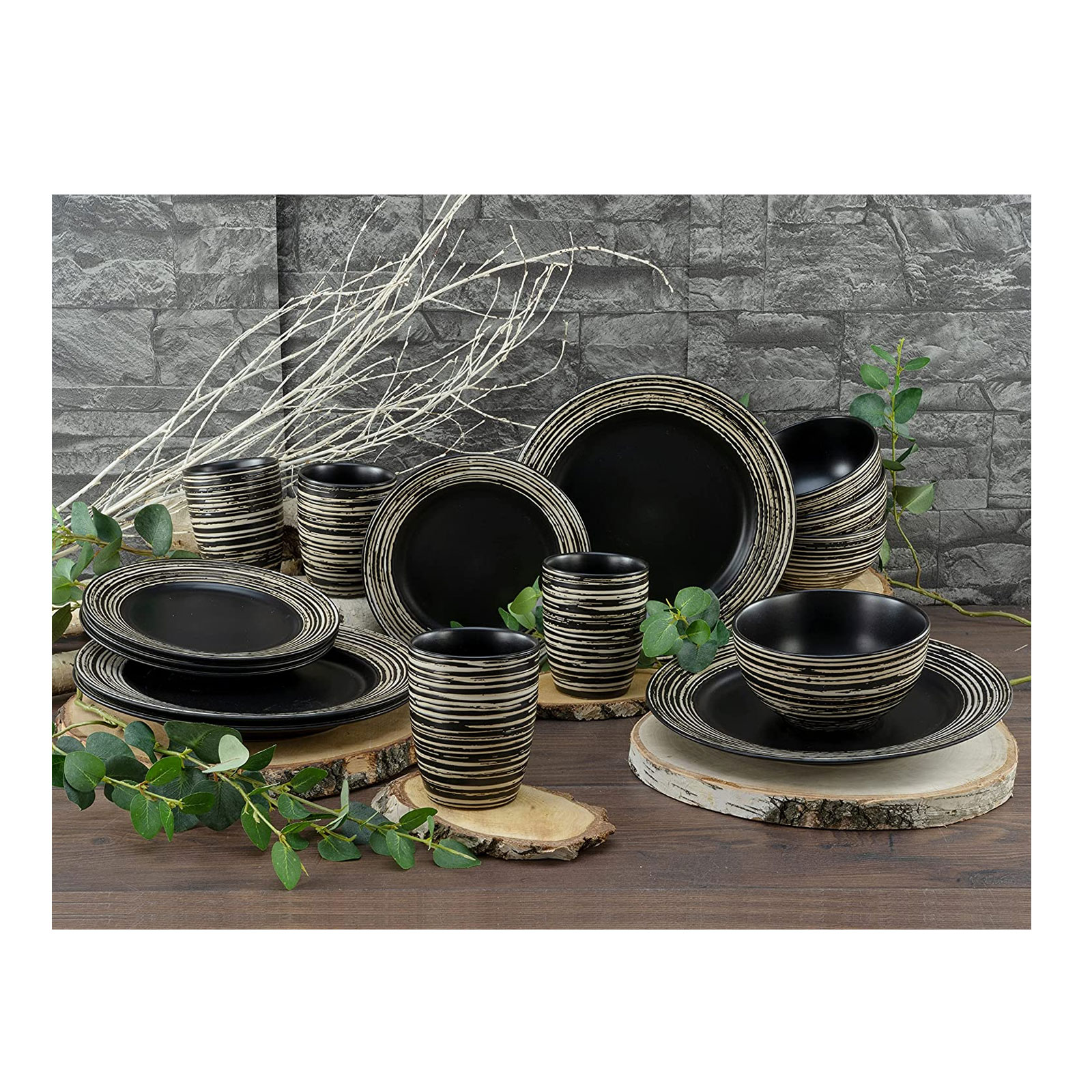 Creatable 23612, Serie La Gomera negra , Geschirrset, Kombiservice 16 teilig