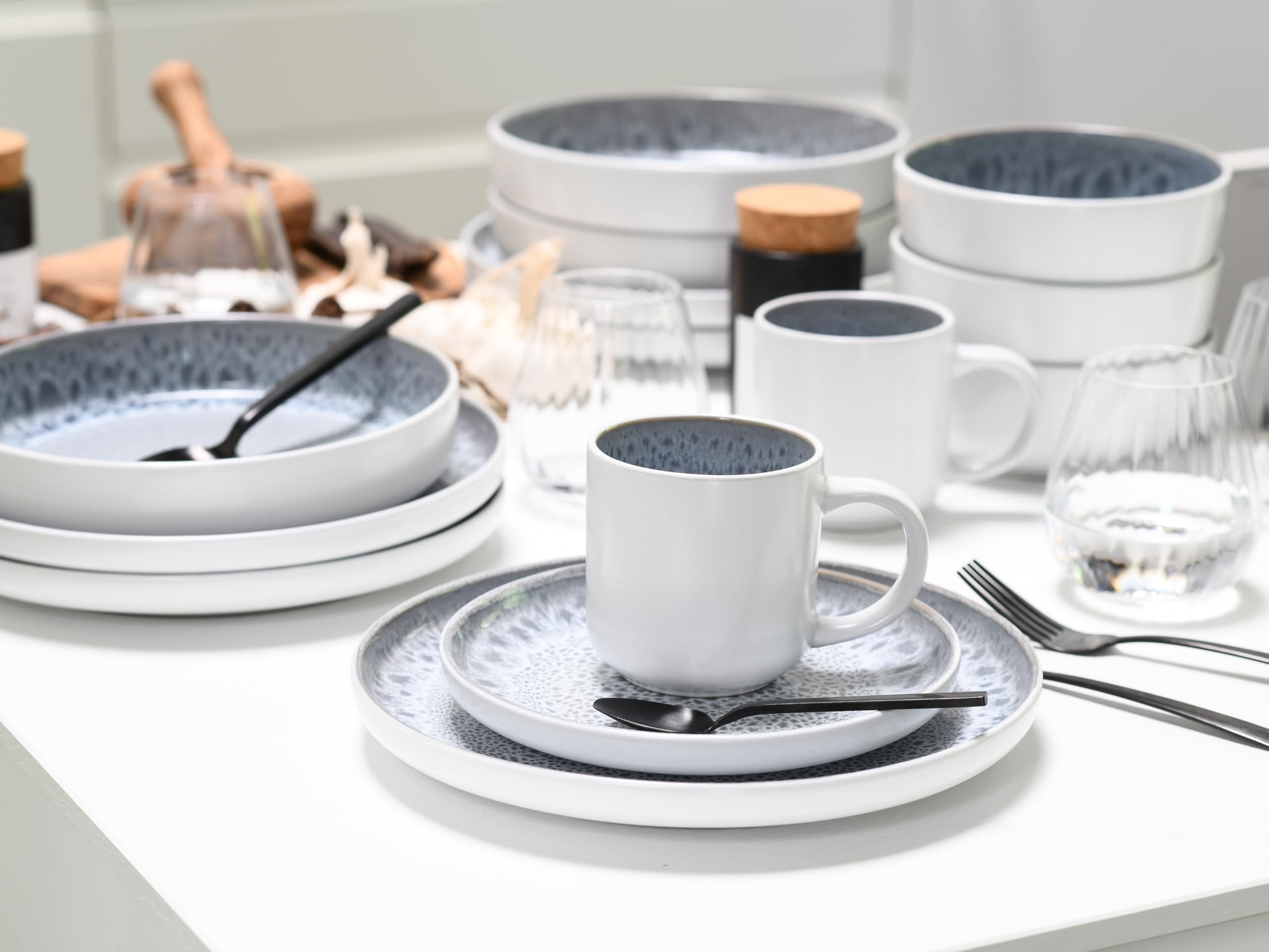 CreaTable 24888 Kombiservice Serie Nordic Fjord Stone 16-tlg. 4 Personen