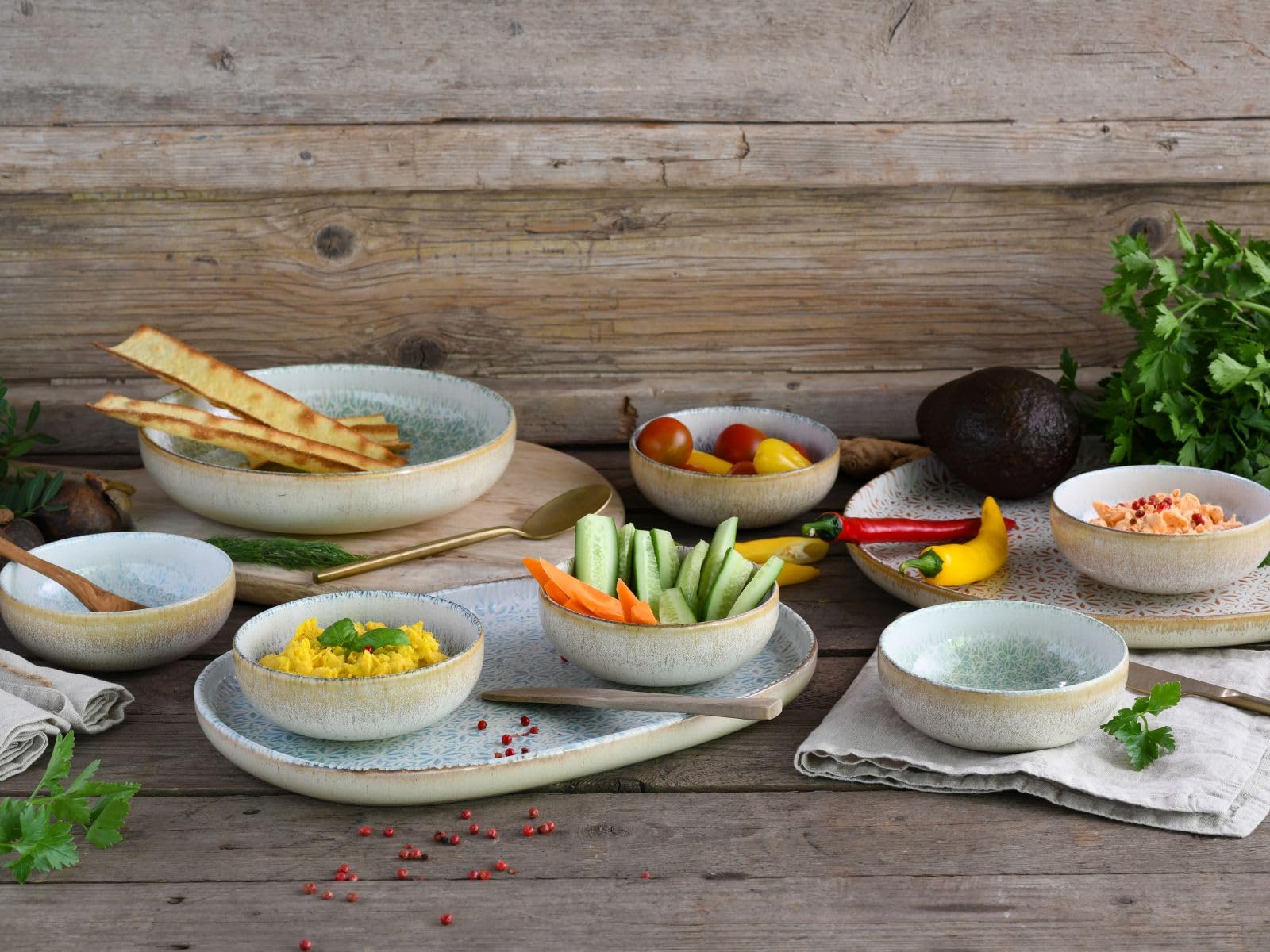 CreaTable, 24085, Serie Uno Emiliana Grün, 12-tlg Geschirrset für 4 Personen